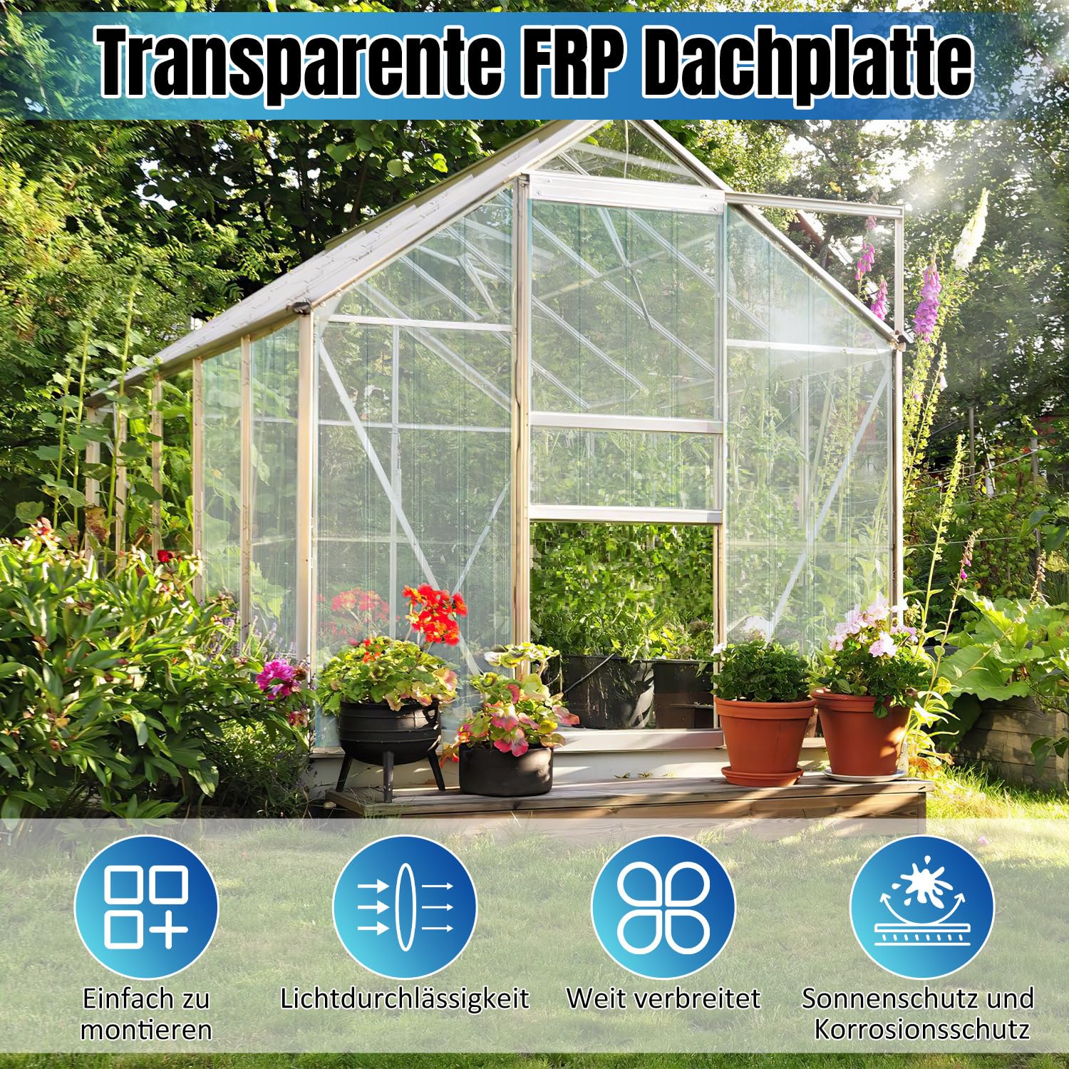 Wellplatten, 2 mm FRP-Trapezprofil-Wellblech, 90 * 120 cm Wellplatten Transparent, Dachplatten Wetterfest, Dach Profilplatten Trapez, Beleuchtungspaneele, 10 Stück