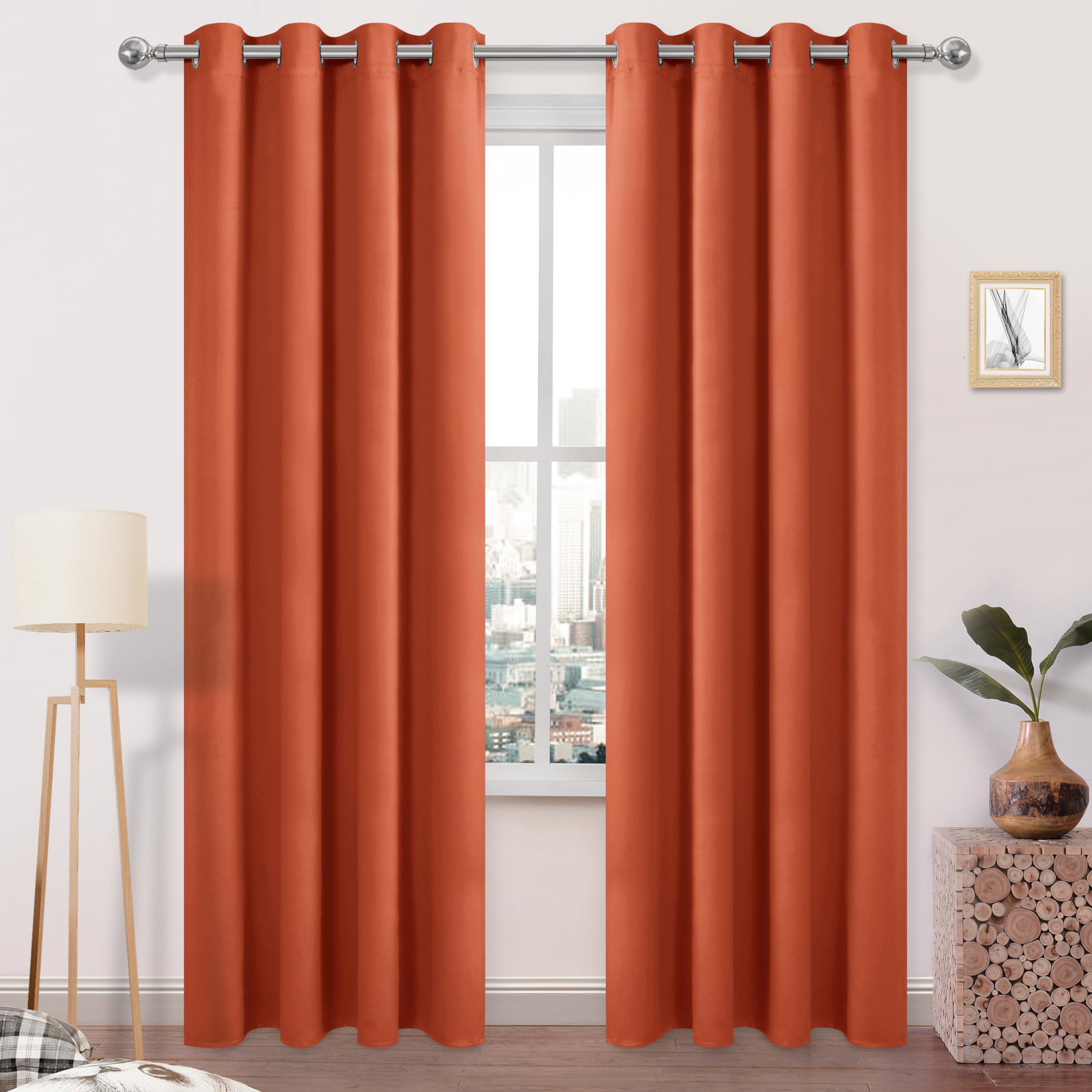 DWCN Black Out Curtains 84 Inch Long 2 Panels, Thermal Light Blocking Room Darkening Bedroom, Living Room Drapes, Burnt Ochre, W52 x L84 Inch, Set of 2 — image 1