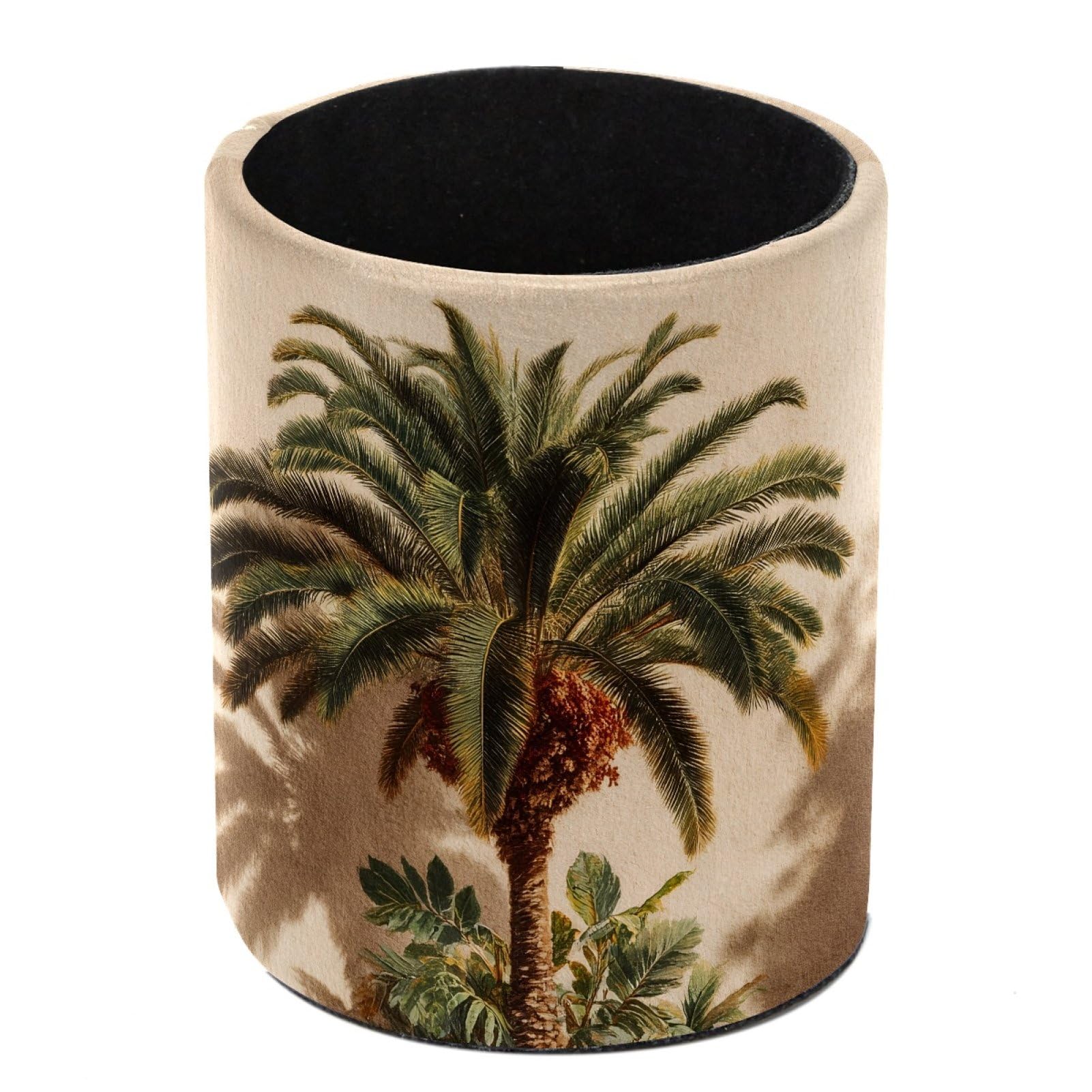 FWJZDSP Vintage Palm Tree Pencil Cup Pen Organizer Makeup Brush Holder for Office Home Countertop Desk Accessory Storage