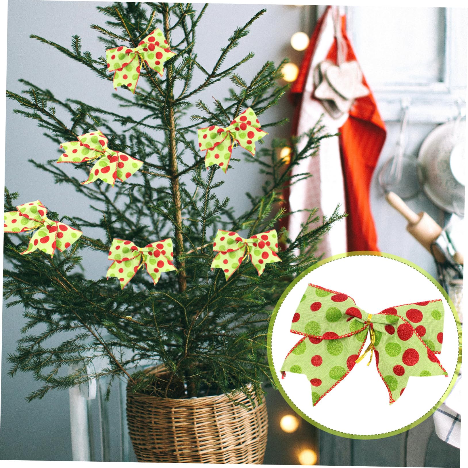 Cabilock Decoraciones De Navideños Adornos para Árbol De Navidad Y Guirnaldas Bows DIY para Decorar Fiesta De Navidad 12 Piezas X 4