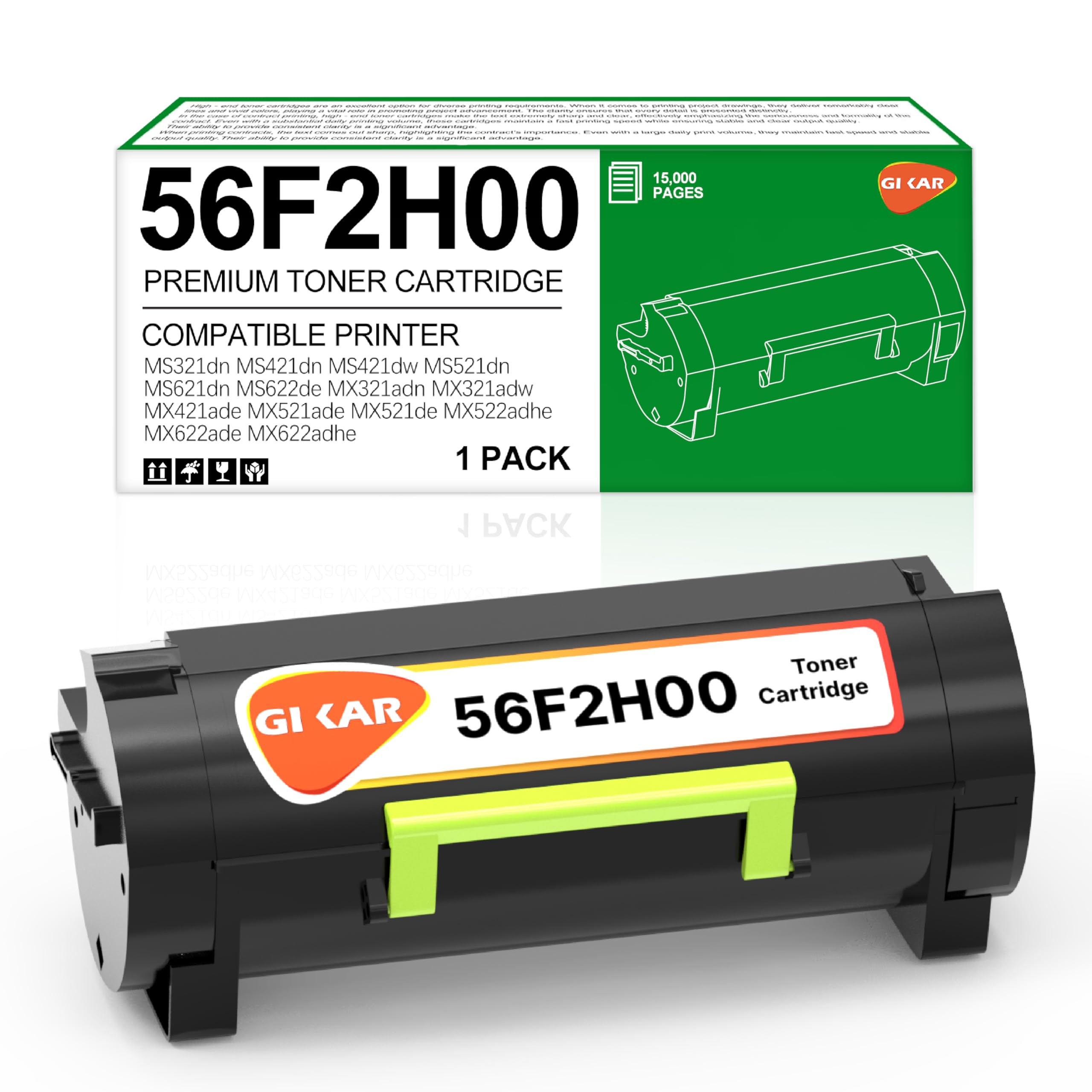 56F2H00 Cartuccia toner di ricambio ad alta efficienza per Lexmark 56F2H00 56F2000 per stampante laser MS321 MS421 MS521 MS621 MS622 MX321 MX421 MX521 MX522 MX622 15 0000000000000 Pagine
