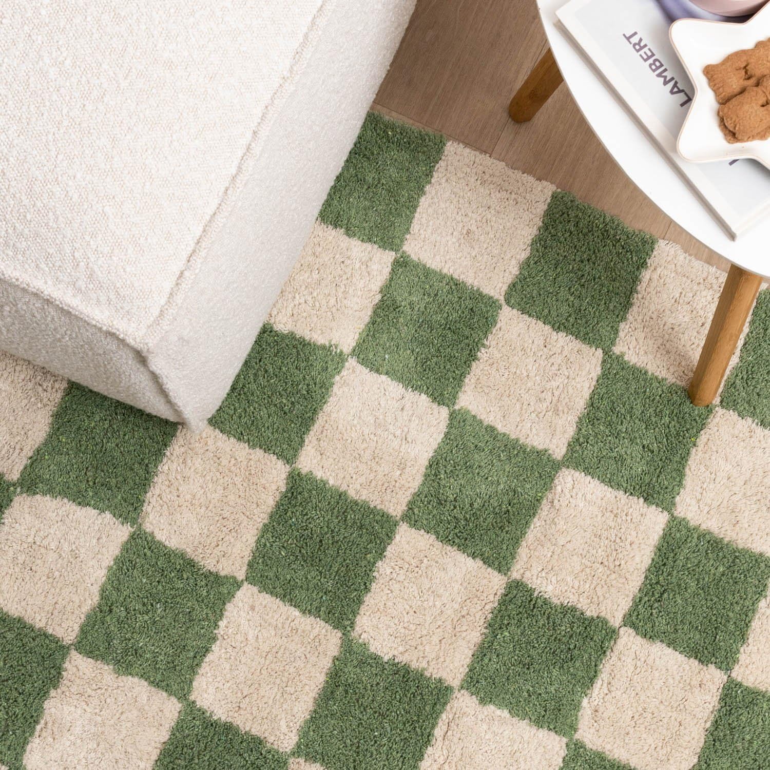 FRAAI | Home & Living Retro Teppich - Gambit Grün Weiß - 80x150 cm
