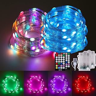 Color Changing Fairy Lights LED String Lights with Remote, 16.4FT 2 Pack Twinkle Lights USB Plug or Battery Powered, Outdoor Waterproof Christmas Decorations for Bedroom Wedding Party Indoor