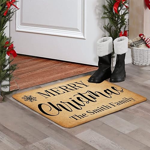 Miniatura 4 de Tapete de puerta de Navidad con nombre personalizado tapete de bienvenida para exteriores tapete de Navidad para puerta delantera de interior y