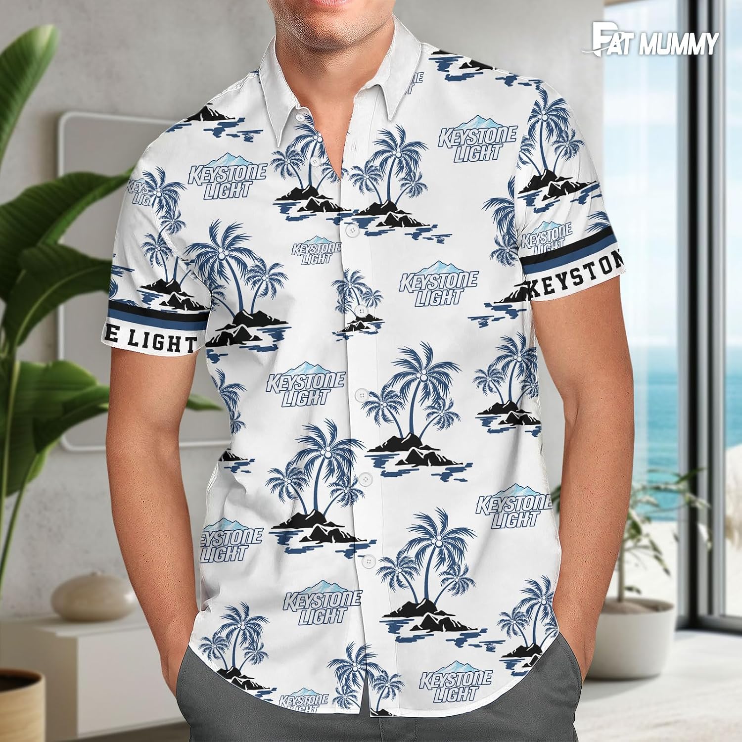 Mens Hawaiian Shirts Short Sleeve, Vacation Tropical Hawaiian Shirts, Funny White Button Dad Shirts