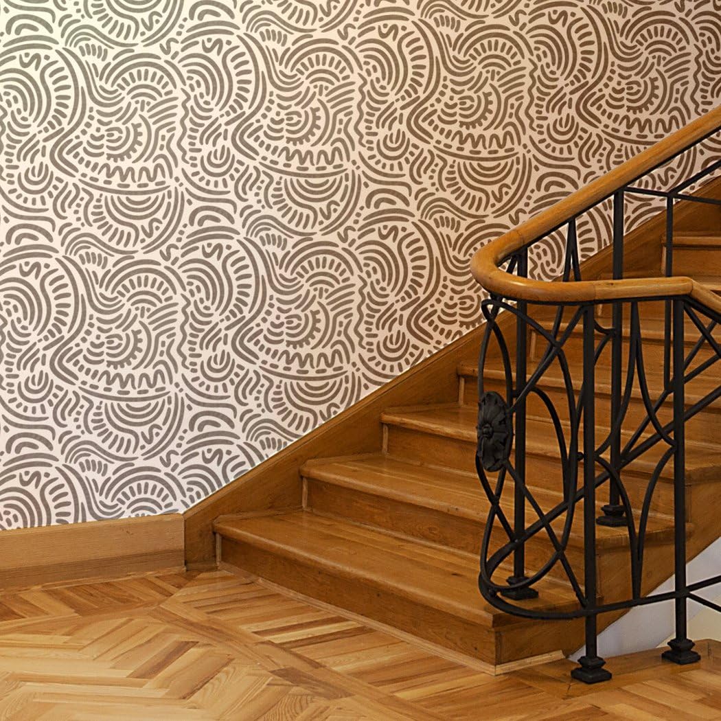 Large Ethnic Wall Stencil Elroy for DIY, Wallpaper Look and Easy Home Decor