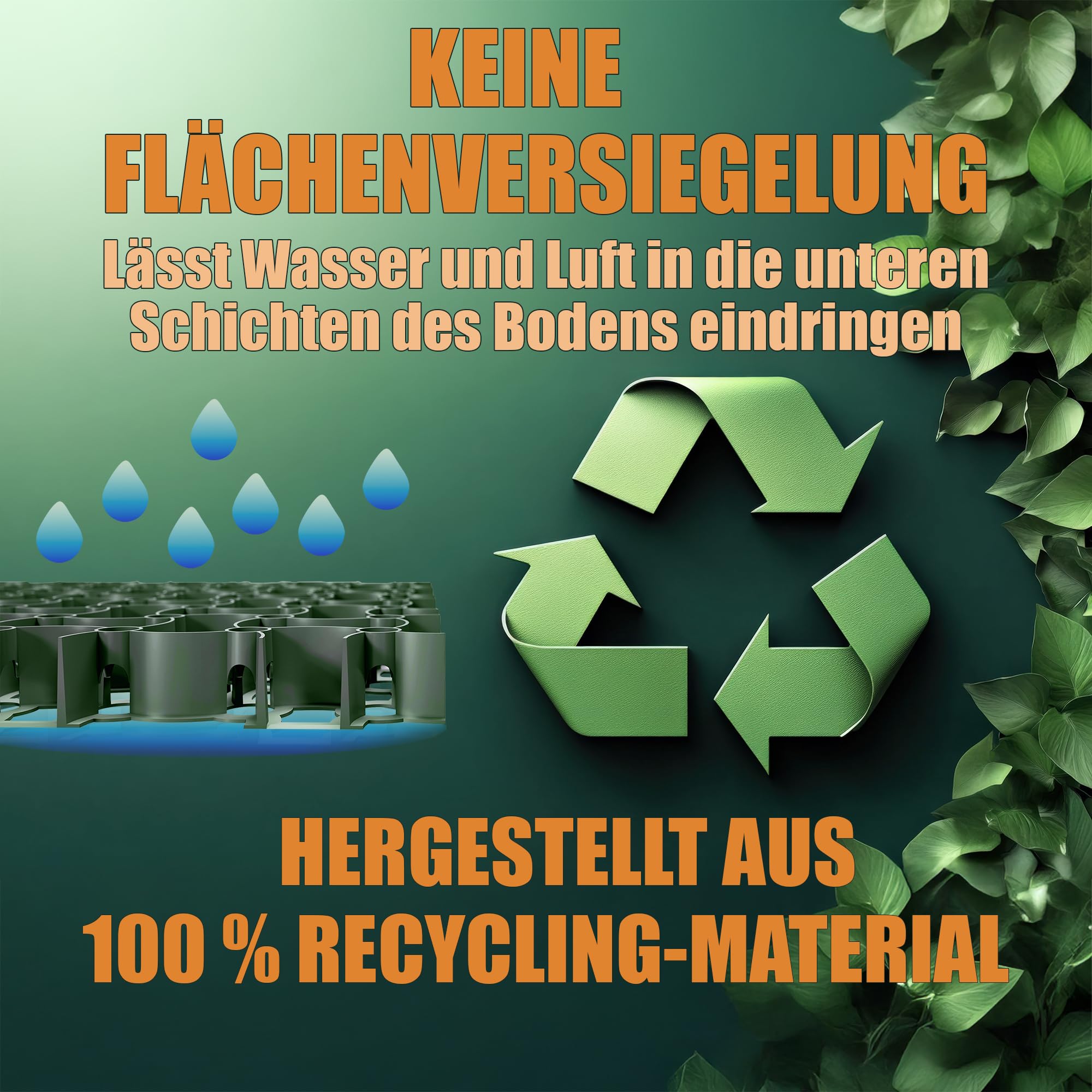 BigDean Rasengitter Kunststoff 100 Stück a 50 x 50 x 4 cm - 16 t/m² belastbar & befahrbar Paddockplatten in grün (25 m²)