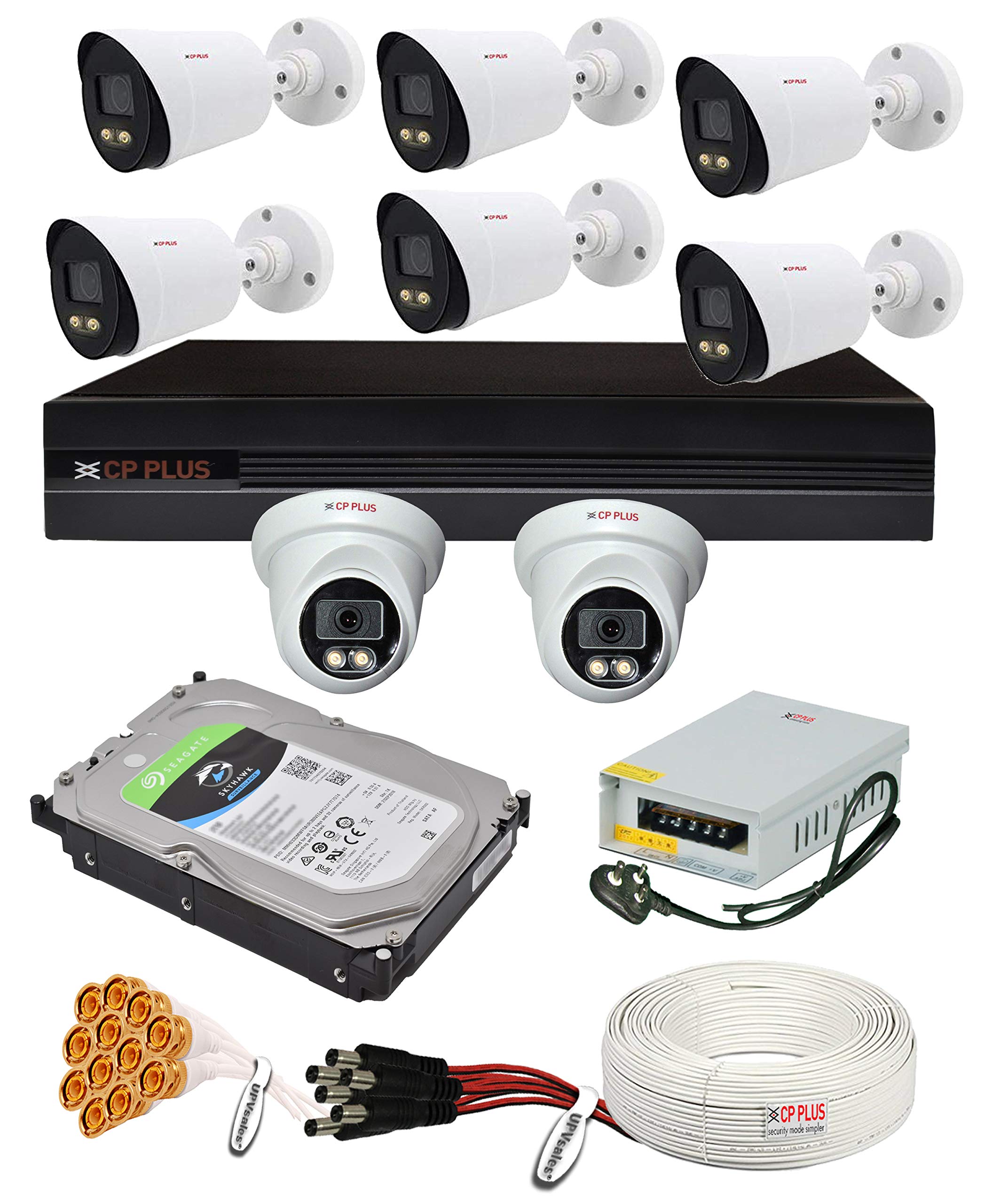 CP Plus H.265, 2.4 MP Guard+ Colorful View in Dark 8 Camera Combo Kit with (8Ch DVR, 2 Dome 6 Bullet Cameras, 4TB HDD, Power Supply, 90Mtr Cable, Audio Mic & Connectors) CCTV Security Camera Set (B07ZCTXRGP) Amazon Price History, Amazon Price Tracker