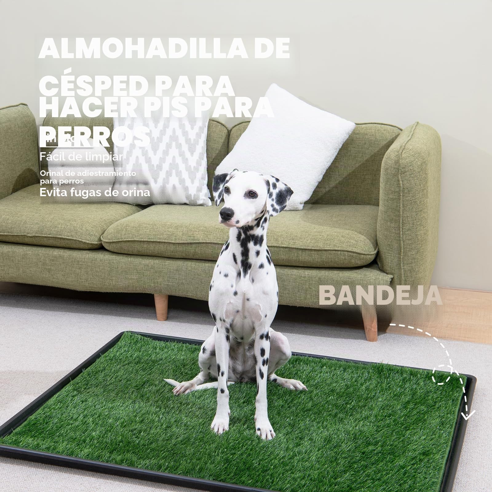 MEEXPAWS Inodoro de Bandeja para Perros césped Artificial Grande con la Bandeja | 85×59 cm| 2 Juego de reemplazo de césped Resistente | Drenaje rápido