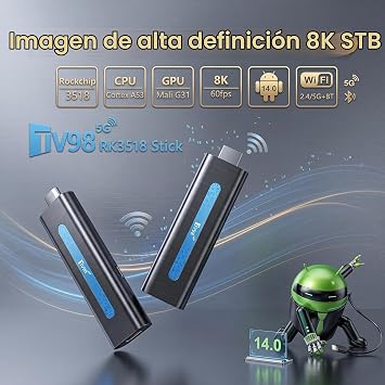Android TV Stick 4K Ultra HD for TV, Turn Your TV into Smart TV, HDMI, WiFi Dual Band, Bluetooth 5.0, Streaming Multimedia and Android Apps