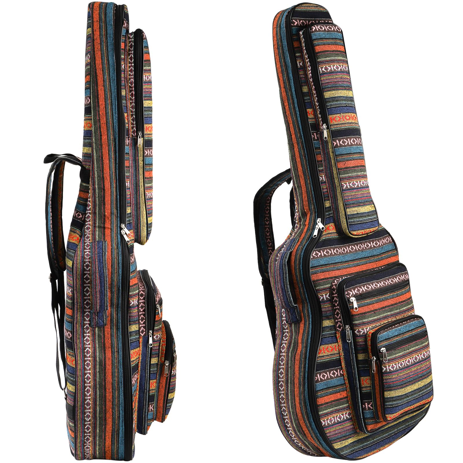 Tosnail 43 Zoll Akustikgitarre Gigbag mit Rucksackgurt und 5 Taschen, Bohemian Vintage Gitarre Aufbewahrungstasche Tasche