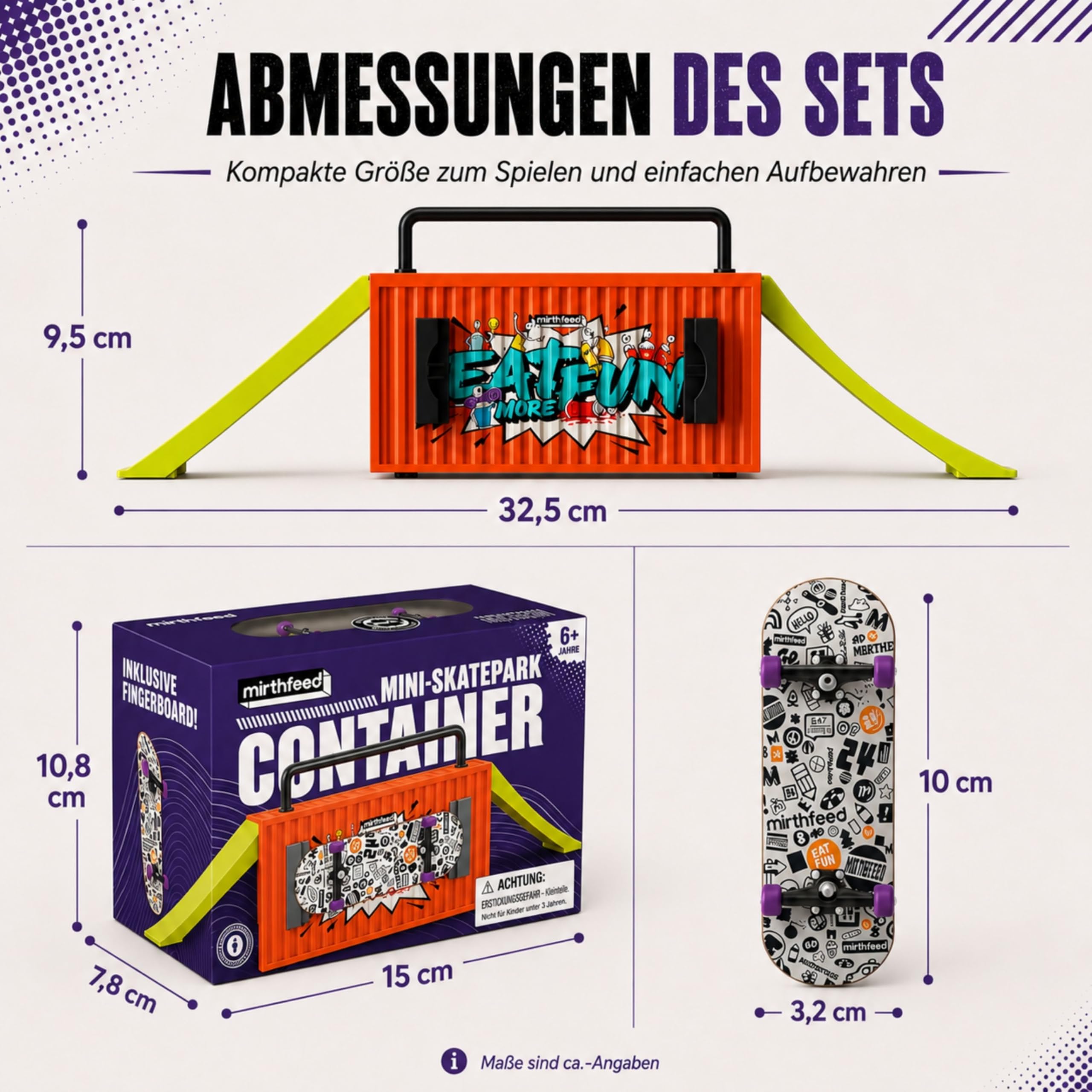 BIGH Fingerboard Container Finger-Rampe aus natürlichem Ahornholz, professionelles Fingerboard, Fingerskate, Fingerspielzeug, Geschenk, Skate Finger, Weiß
