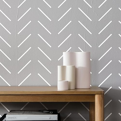 Miniatura 3 de STENCILOGY® / Thames - Plantilla de pared XL de 24 "x 40", mínimo de espiga, plantillas de pared grandes para pintar, Plantillas para paredes,