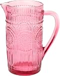 Boston International Vintage-Inspired Pitcher en verre avec motif floral embossé, 4.5" x 7.75", Codi rose