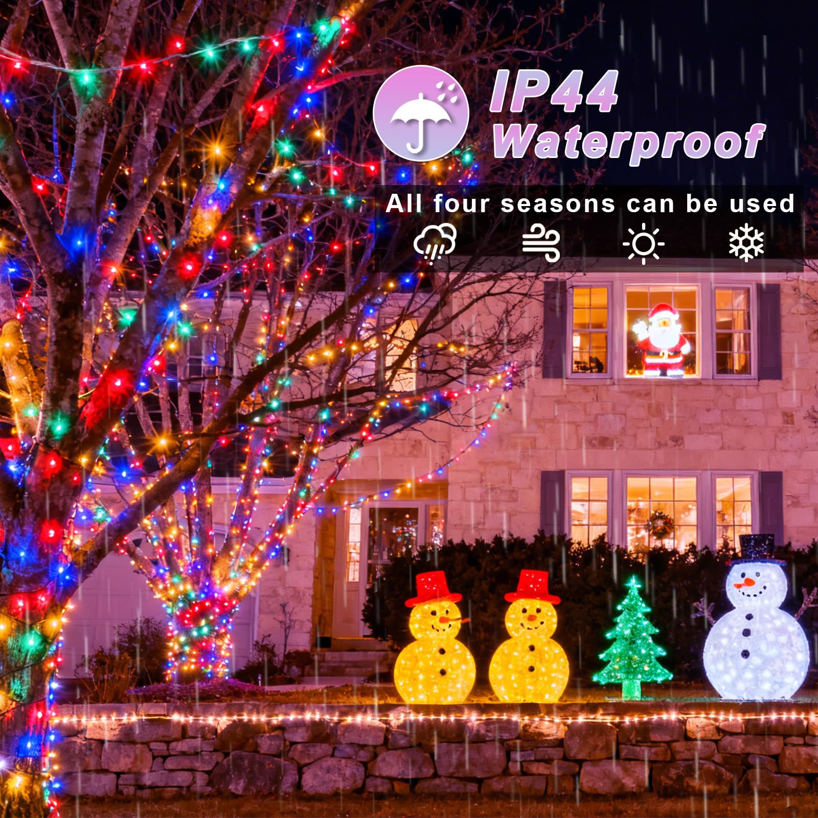 Catena luminosa per interni ed esterni 100m 800 LED, 31 V con timer, 8 modalità, funzione di memoria, impermeabile IP44, lucine per decorazioni natalizie, Giardino, Stanza, bianco freddo