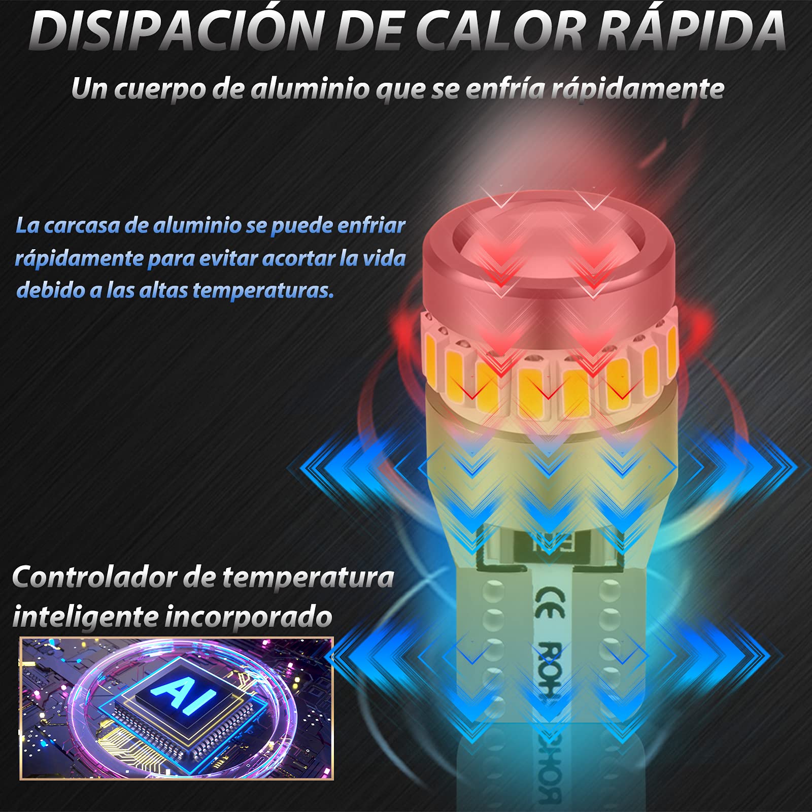 Briteye Bombillas T10 W5W LED 6000K Luz Blanca Bombilla Posición LED Matricula LED (4pcs)