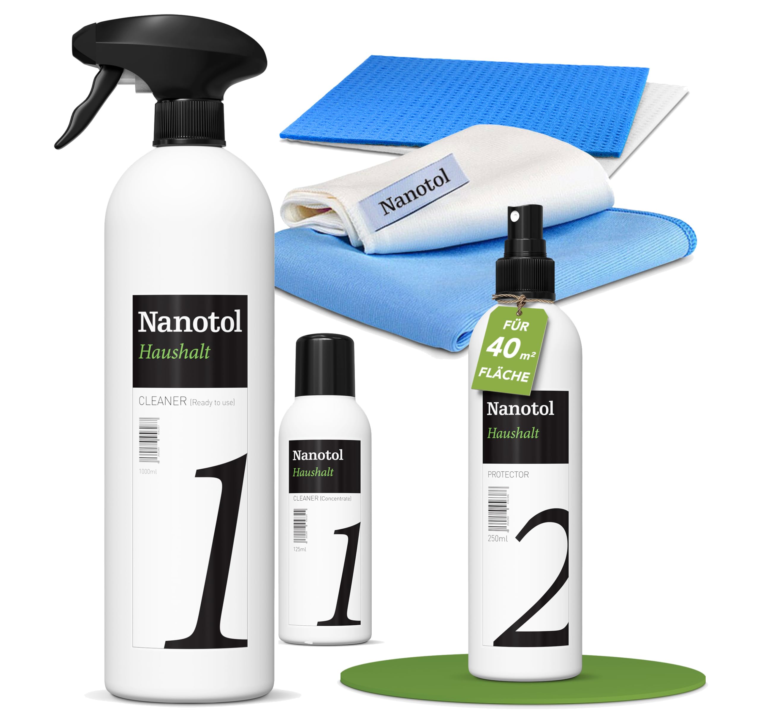 Nanotol Fensterreiniger Set mit Nanoversiegelung - EASY-TO-CLEAN Beschichtung für 40 m² Glas + Rahmen - geeignet für Fensterwischer, Fenstersauger, Abzieher