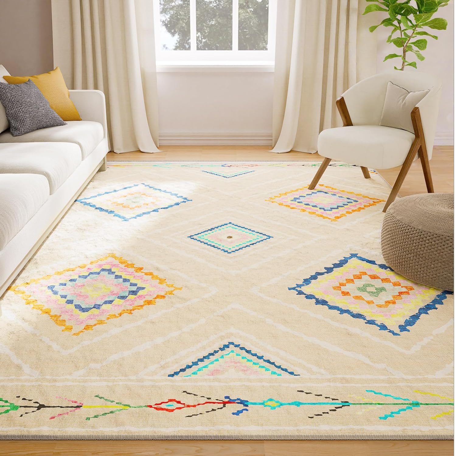 BESTSWEETIE 5x7 Area Rugs, Washable 5x7 Rug, Non Slip Floor
