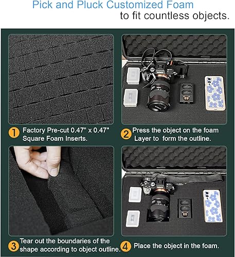 Miniatura 6 de Funda rígida impermeable de 21.85 x 18.11 x 7.08 pulgadas, estuche de almacenamiento de viaje con espuma para Starlink MINI, cámara, videocámara,