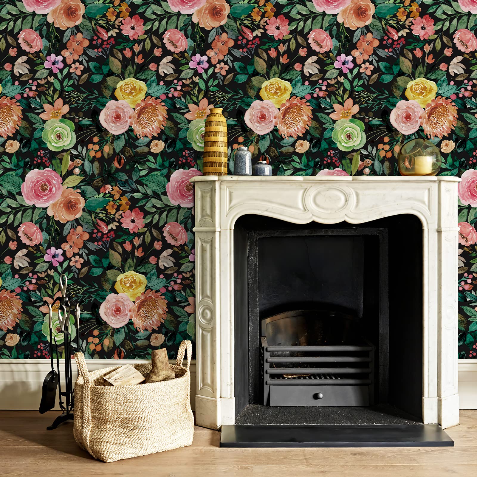 Snapklik.com : JiffDiff Peel And Stick Wallpaper Dark Floral Wallpaper ...
