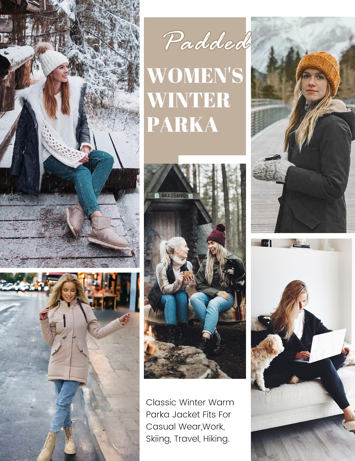 TOMEEK Abrigo Mujer Parka Largo con Capucha Chaqueta Mujer Invierno de Piel Gruesa con Bolsillos Térmica Cremallera Abrigos Cazadora Cálido Parkas Mujer Invierno