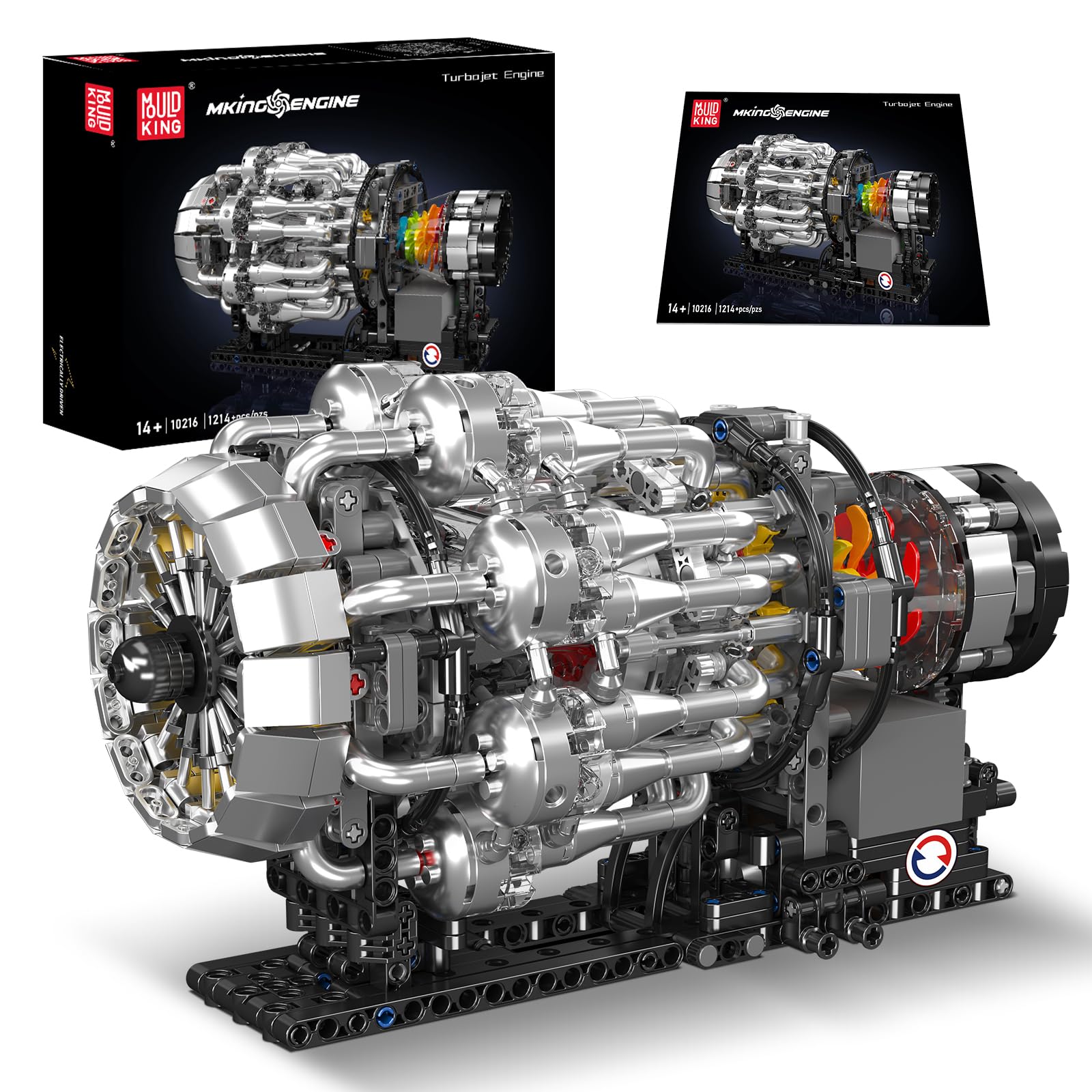 Mould King 10216 Kit di costruzione del motore a turbogetto, 1214+ pezzi modello meccanico dettagliato con le parti mobili Enigne che funziona