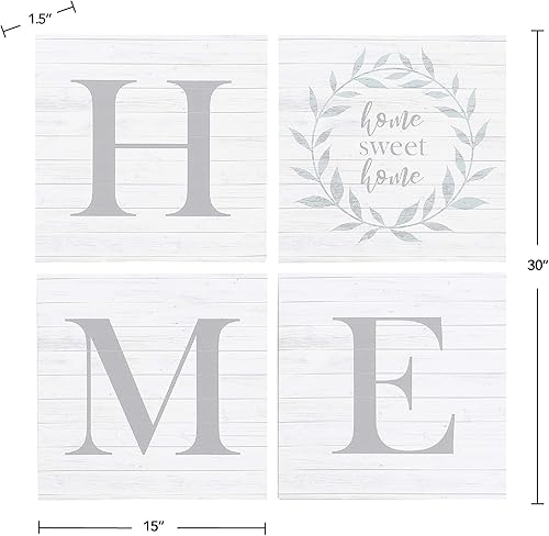 Miniatura 4 de FirsTime & Co. Home Sweet Home Farmhouse - Juego de lona de 4 piezas, fabricado en Estados Unidos, blanco envejecido, 30 x 1.5 x 30 pulgadas,