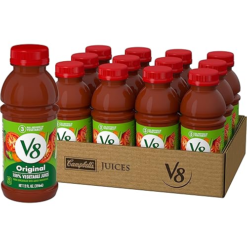 V8 Original 100% jugo de verduras, mezcla de verduras con jugo de tomate, botella de 12 onzas
