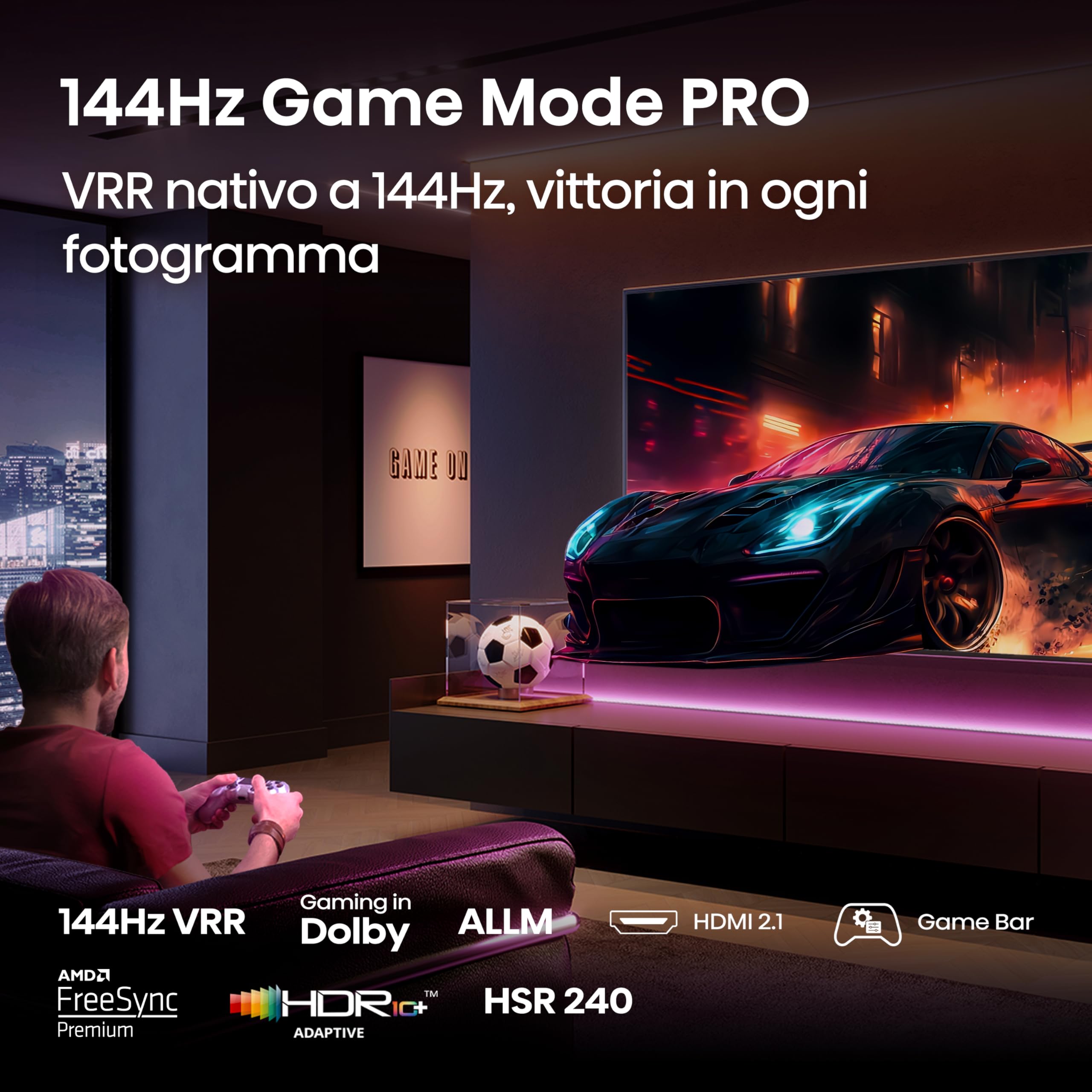 Hisense TV 55" QLED 4K 144Hz 55E7Q PRO Smart TV Dolby Vision IQ HDR10+ Dolby Atmos