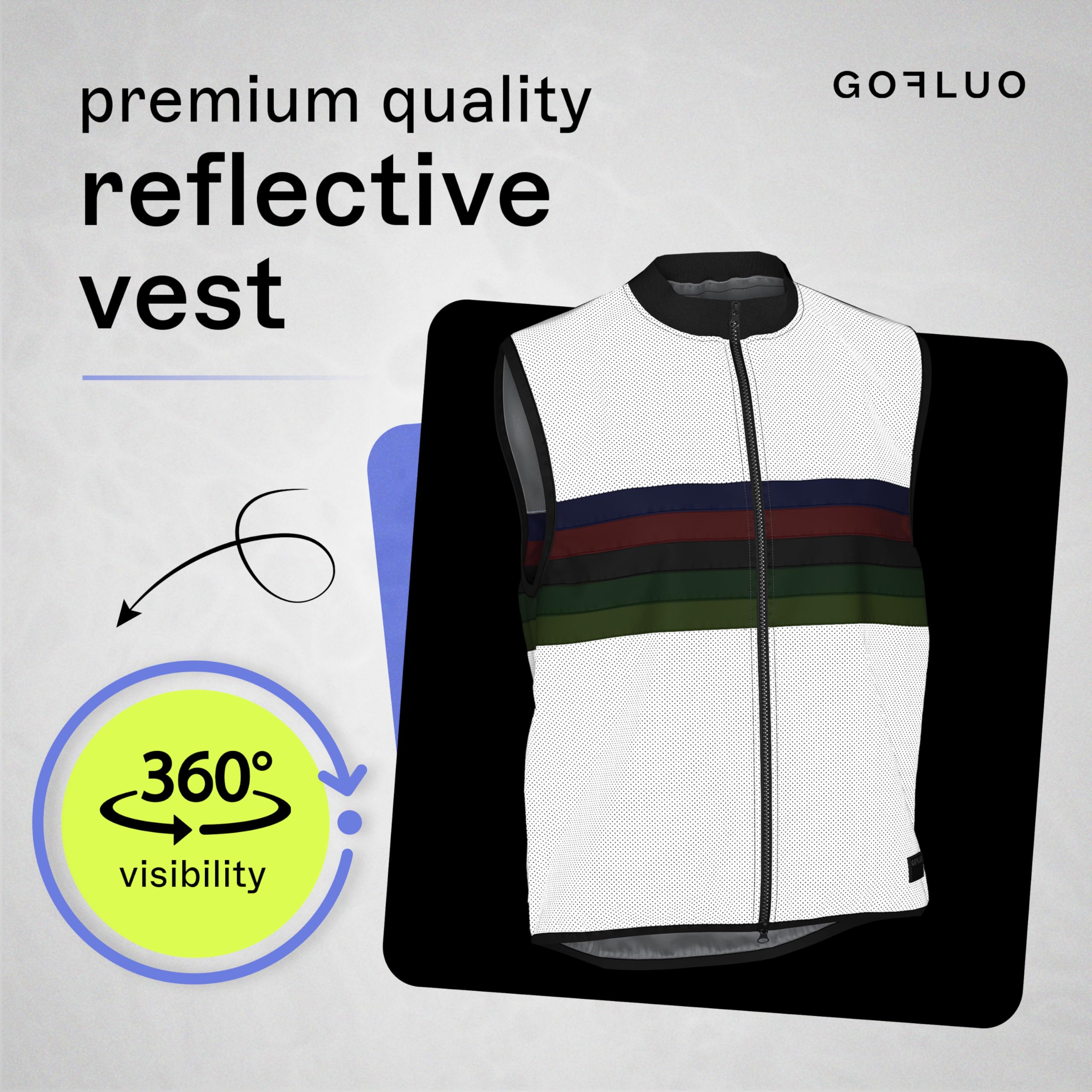 gofluo. - Chaleco reflectante Darkchamp - Chaleco reflectante - Chaleco reflectante - Visible en la oscuridad para excursionistas, correr, bicicleta - Grey Reflective -, gris, L