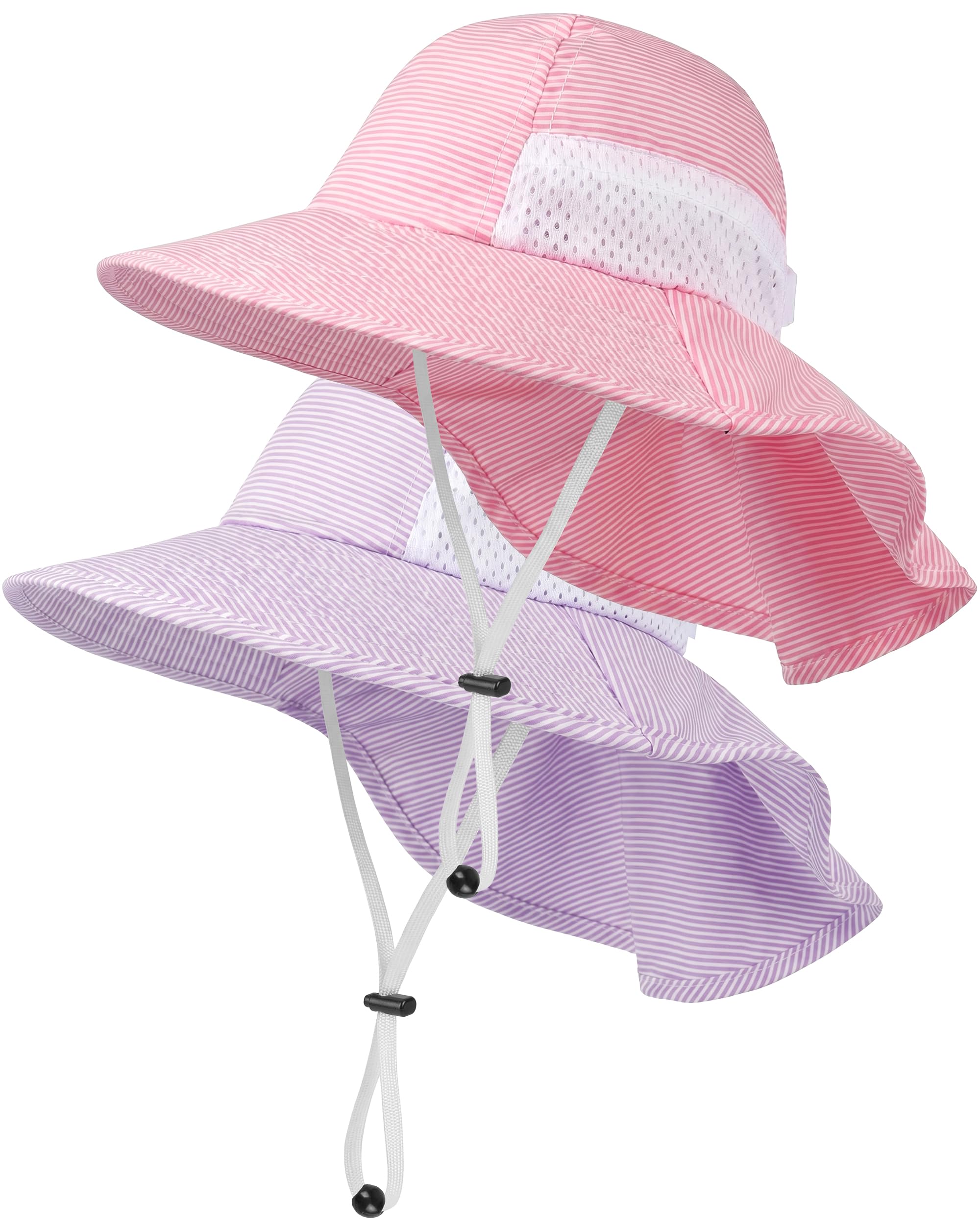 Toddler Baby Sun Hat Kids Summer Beach Essentials Adjustable Beach Hats with Bucket Wide Brim for Boys Girls Age 0-14 Years