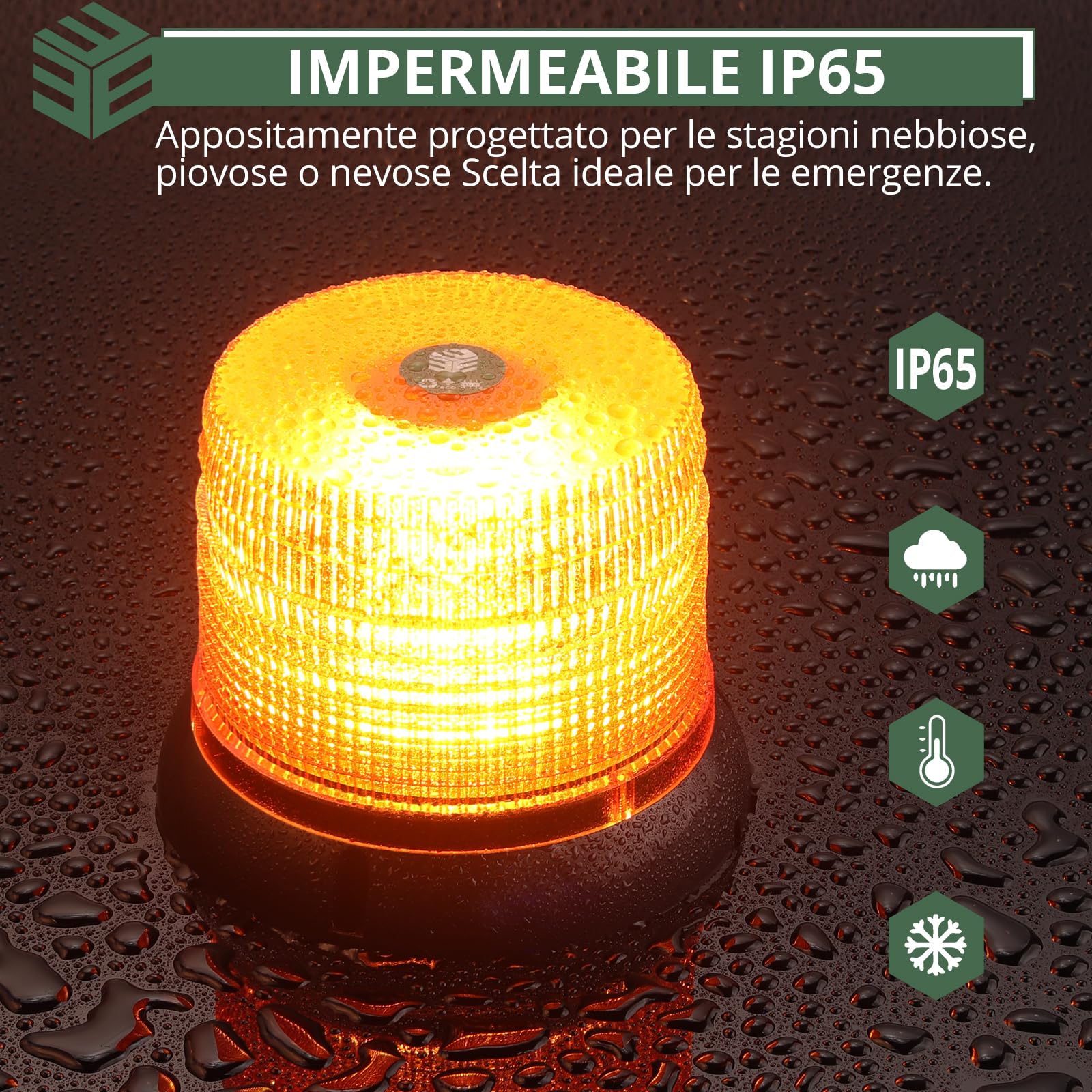EYPINS 72 LED 72 W Luce Lampeggiante Senza Fili con Telecomando, Luce Rotante con Accendisigari e Cavo di Ricarica USB,Base Magnetica,E57/IP65,Coperchio Ambra,per Auto Trattore,Camion,12 V/24 V