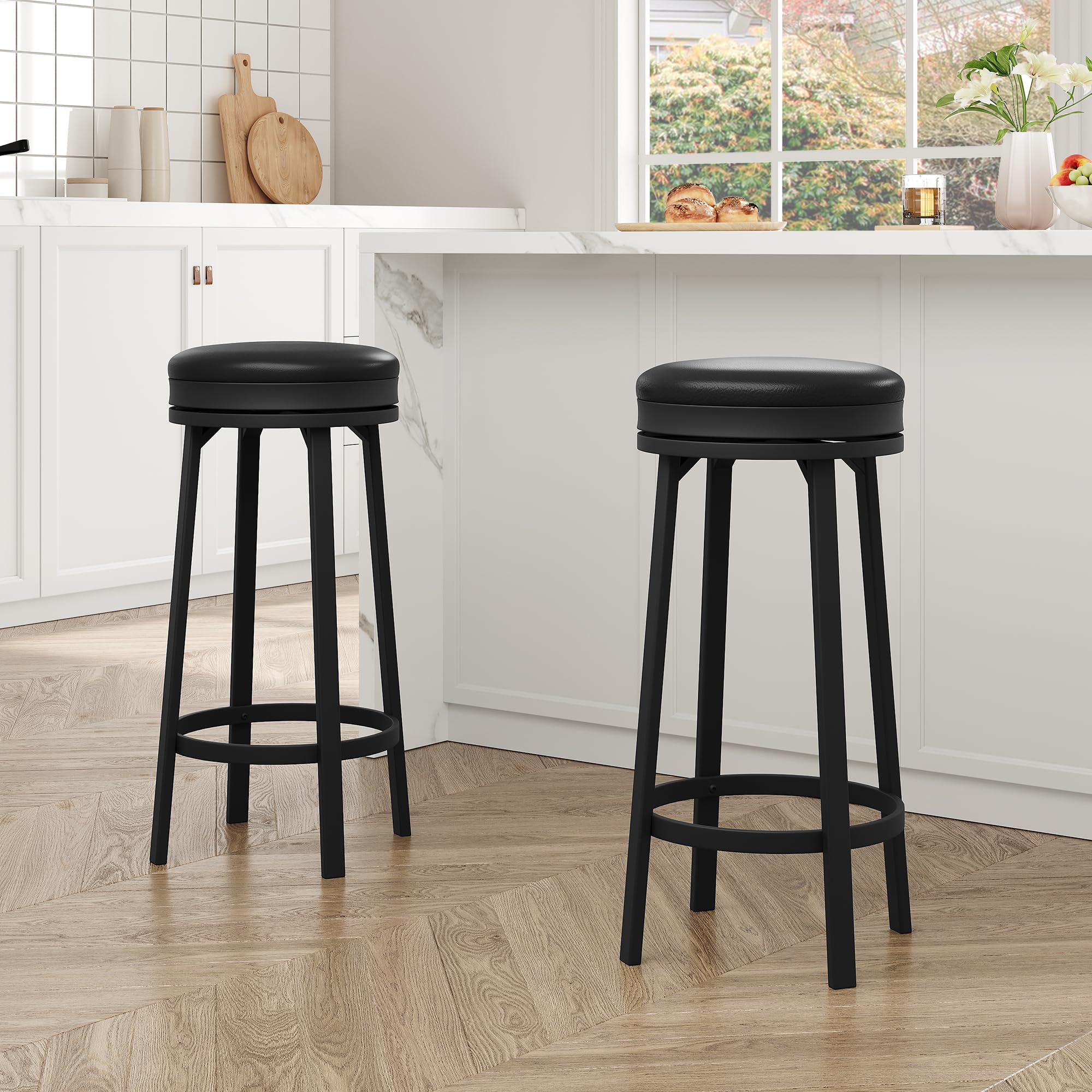 View 1 of ***BROWN, NOT BLACK*** IDEALHOUSE 30'' Swivel Bar Stools Set of 2 ***STOCK IMAGE FOR SAMPL***