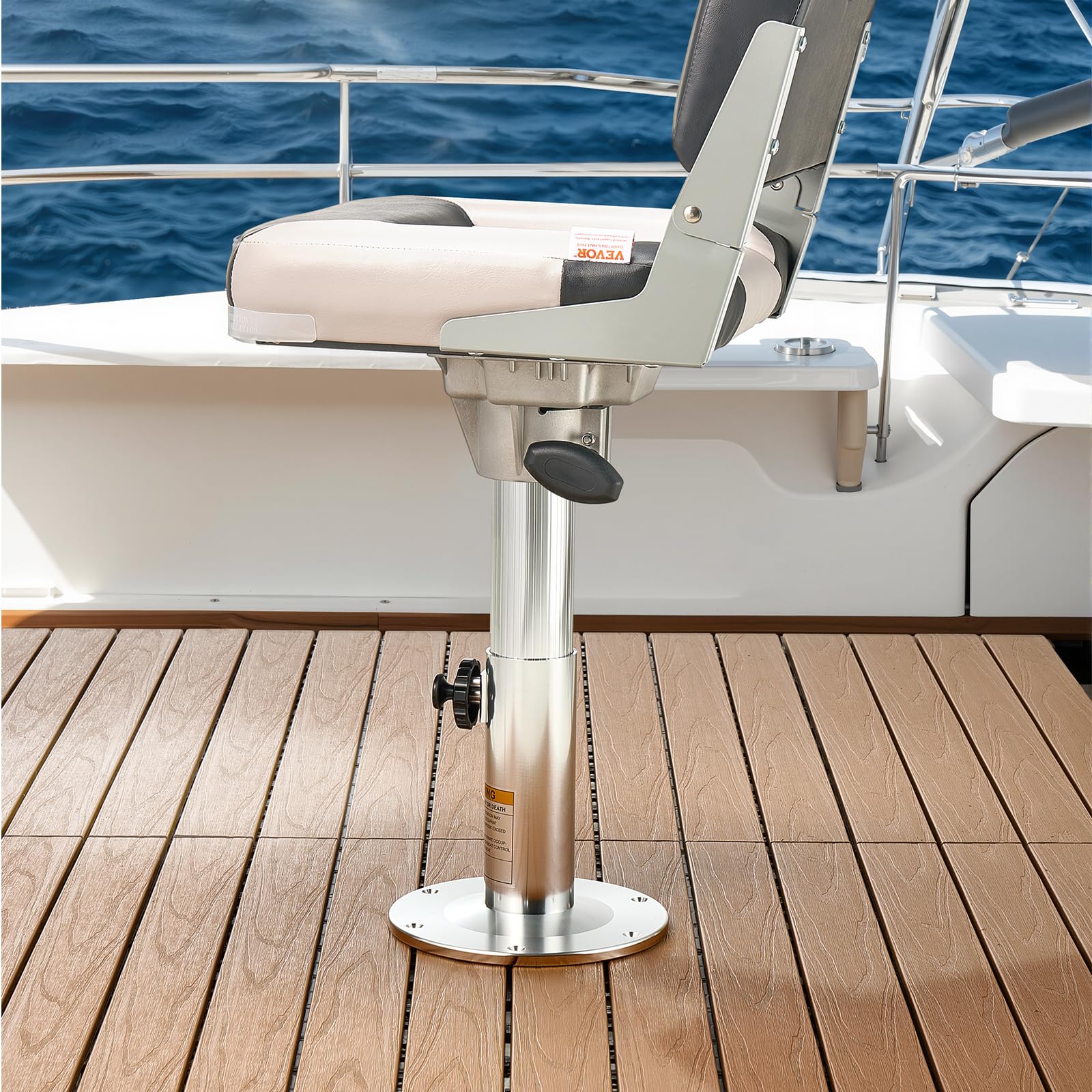 VEVOR Pied de Siège de Bateau Hauteur Réglable 324-475 mm, Support de Siège de Bateau en Alliage d'Aluminium avec Conception de Verrouillage, Étanche et Résistant à la Rouille, pour Amateurs de Pêche