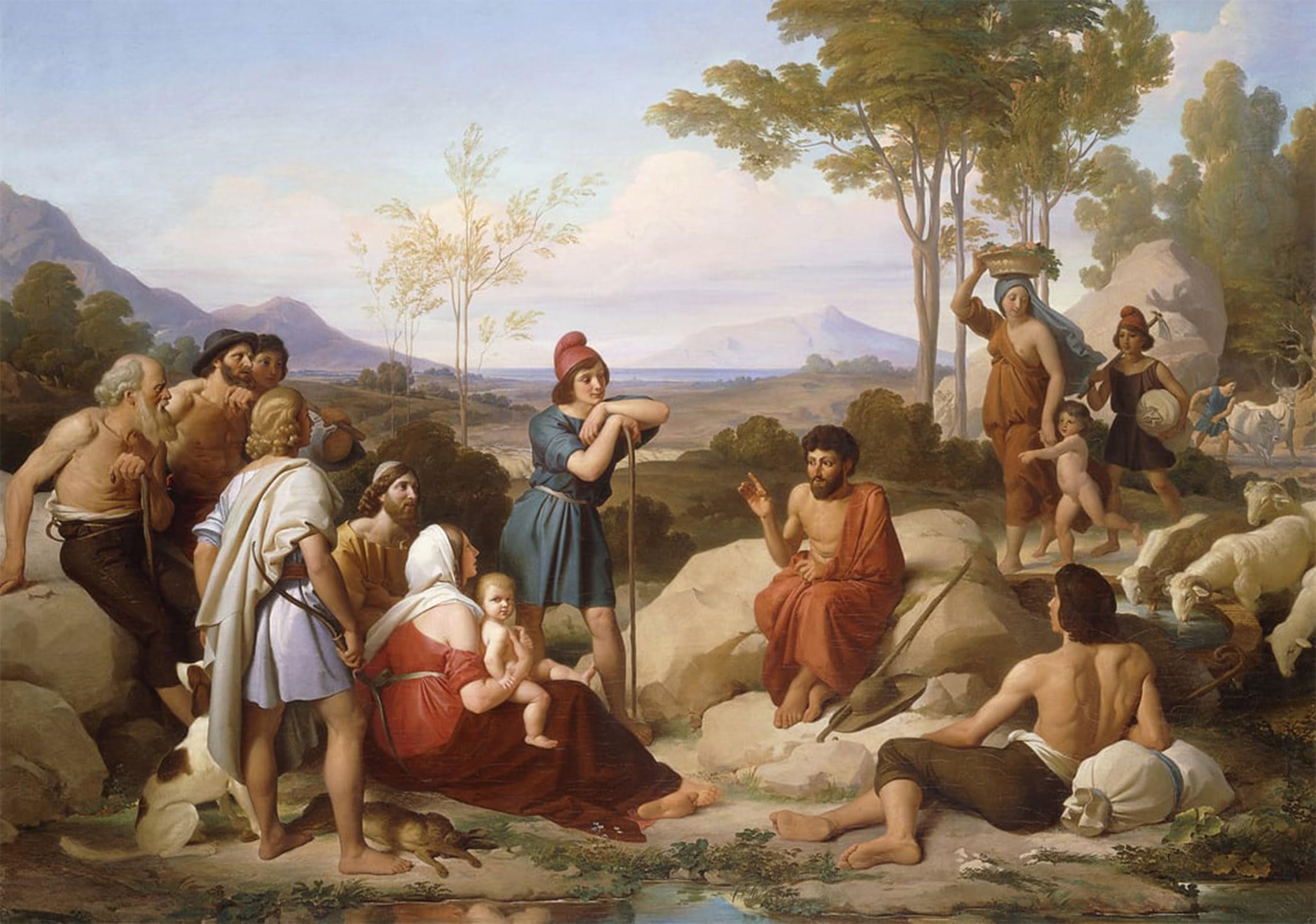 Artxlxxbn No Frame Famous Painting Canvas Artwork Graffiti Print Aesop Telling A Fable By Jan Janszoon Kruseman Portrait Canvas Image For Home Decor 60X90cm