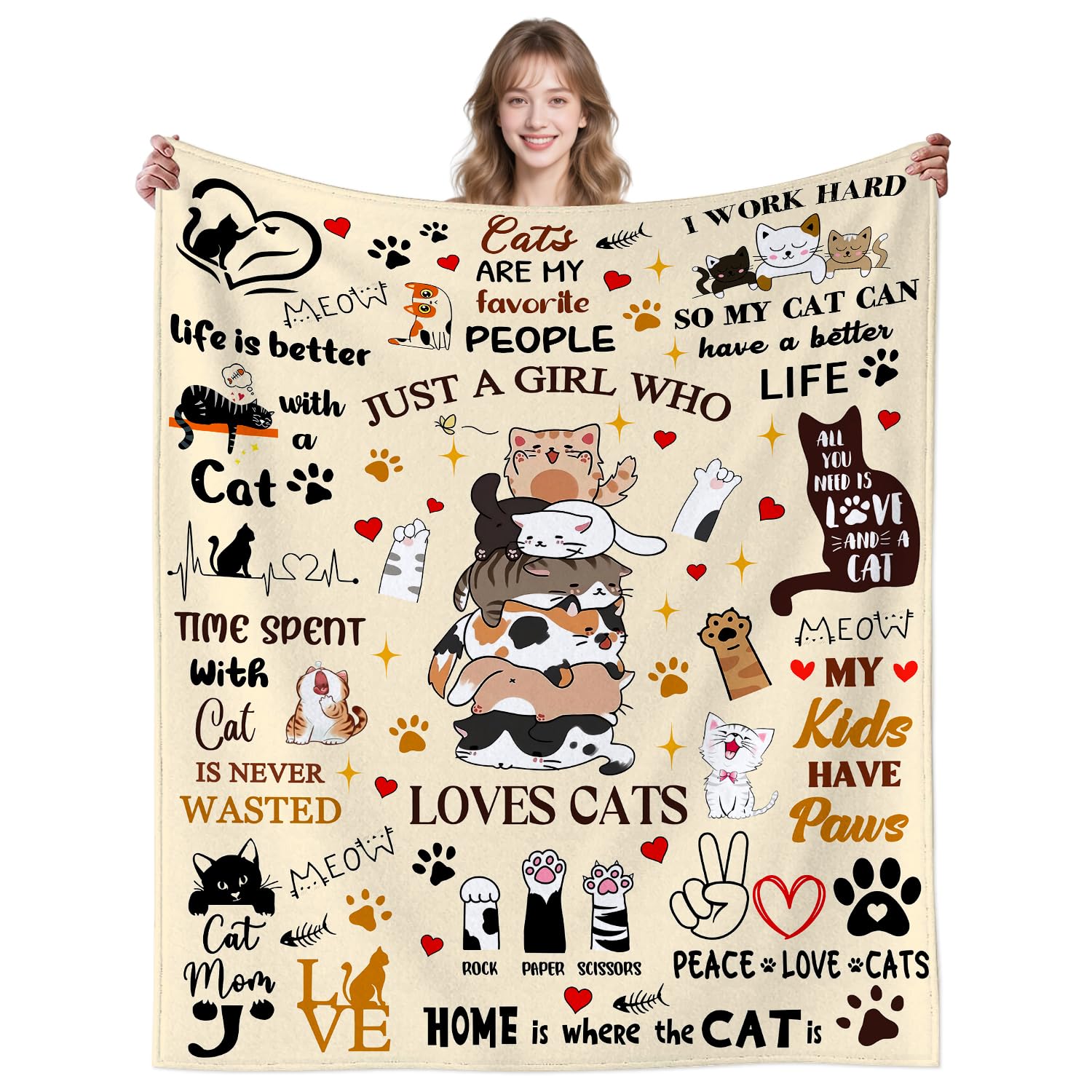Unzovzs Girls Cat 1 Cat Blanket Ultra Soft Flannel Merch Cat Throw Blanket Just A Who Loves Cats Blankets For Cats Lover Women Kids Boys Adults Gifts 60"X50"