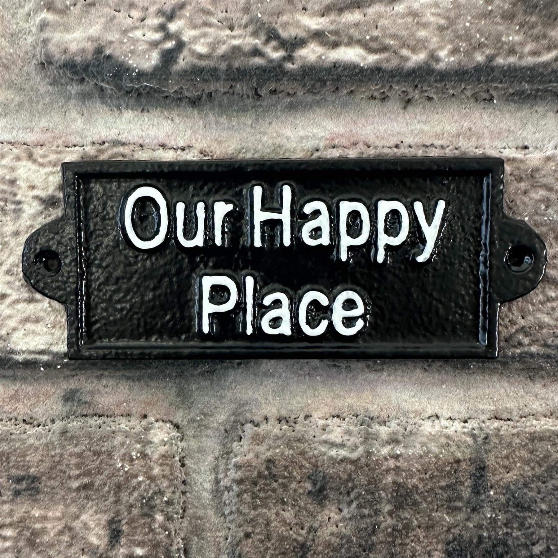 'Our Happy Place' Traditional Cast Iron Wall Sign