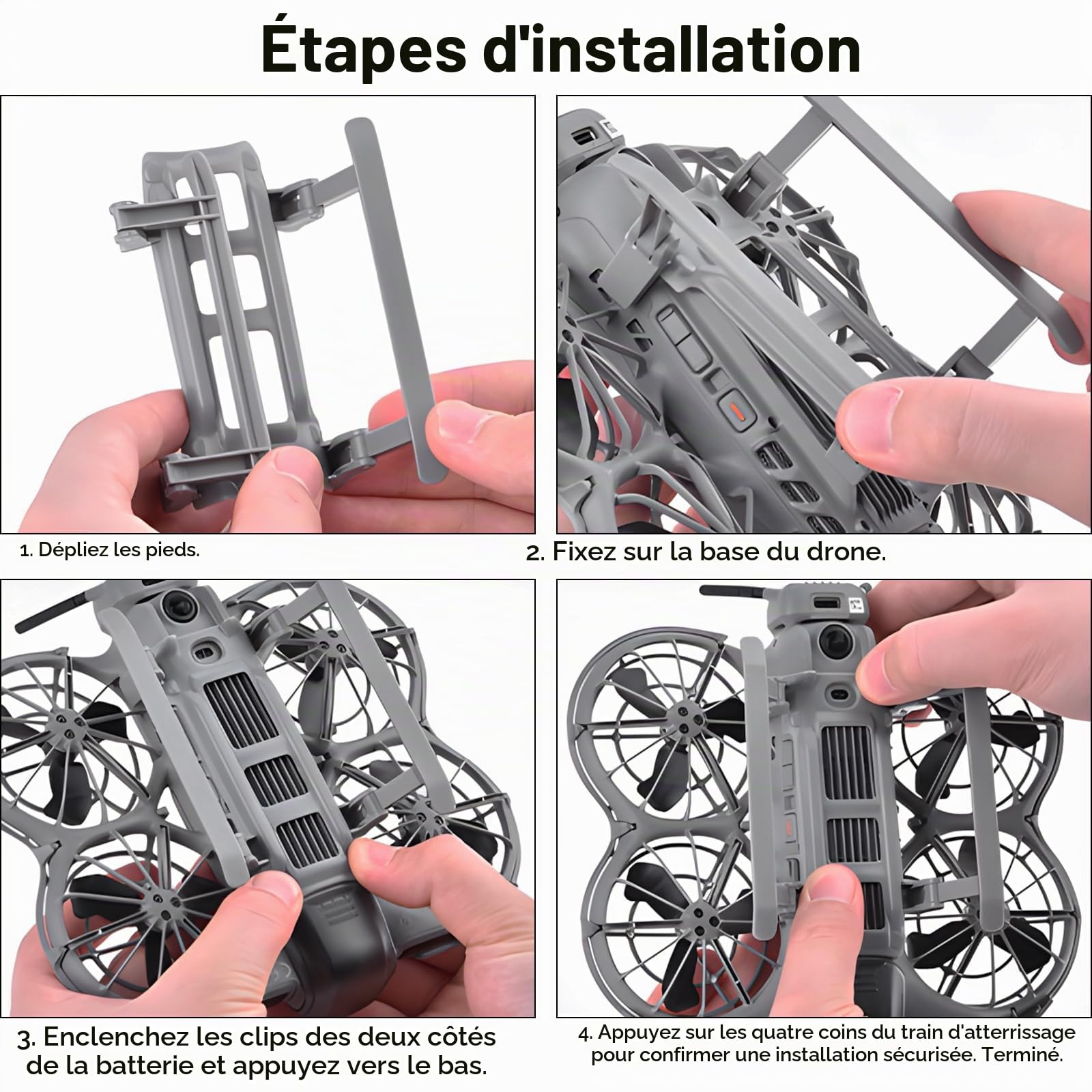 Neo 2 Train d'atterrissage - Train d'atterrissage pliable avec support d'extension de hauteur pieds d'extension à libération rapide kit de protection pour DJI Neo 2 drone accessoires