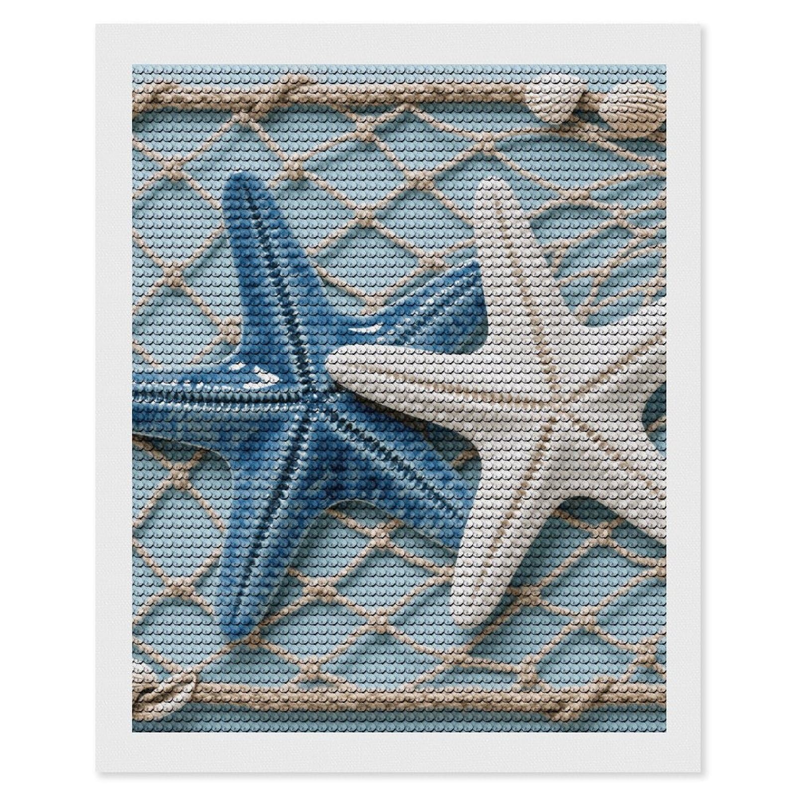 FodPand Sea Theme Starfish 5D Diamond Painting Kits for Adults Beginners Full Drill Round Diamond Dots Pictures Gem Art Supplies for Home Wall Room Decoration DIY Craft Set Gift 16x20