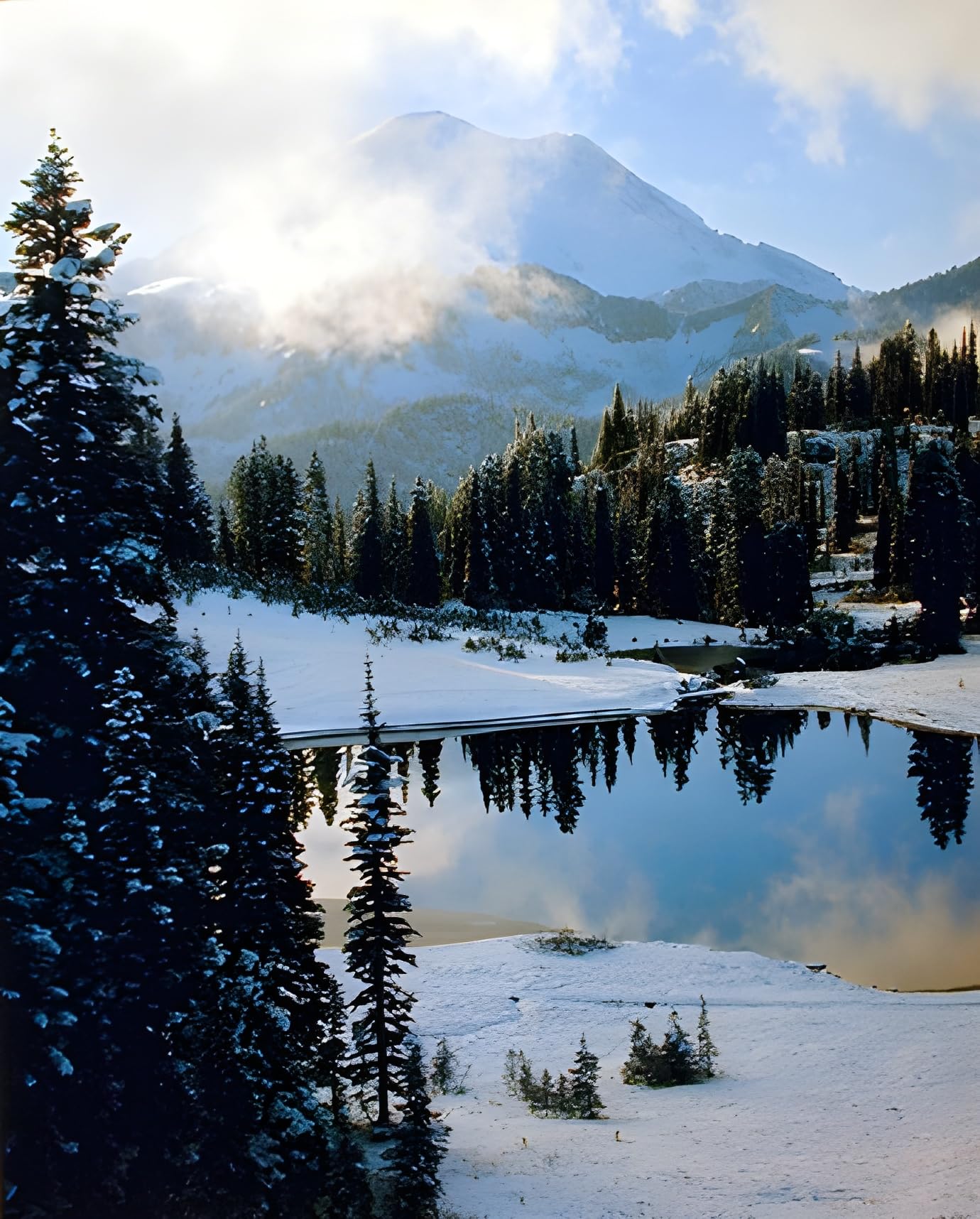 Snow Mountain Scenery Wall Decor Art Print Poster (16x20) : Amazon