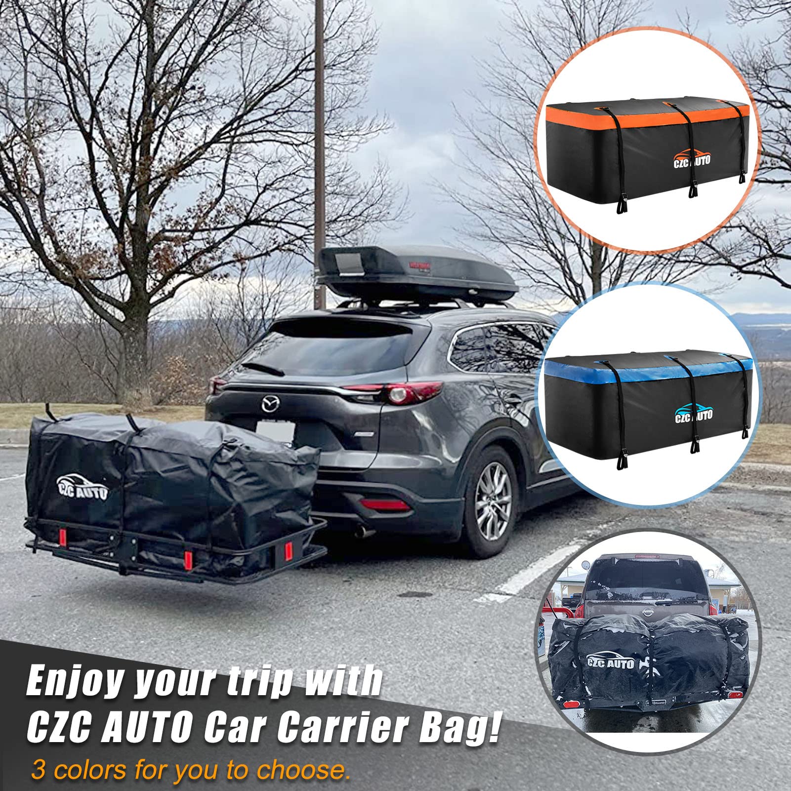 CZC AUTO Borsa Da Trasporto Hitch Cargo 20 Cu. Borsa Da Viaggio Di Carico Impermeabile/Resistente Alla Pioggia/Resistente Alle Intemperie Per Auto Camion Suv Furgone Vassoio Di Gancio E Cestino Eng