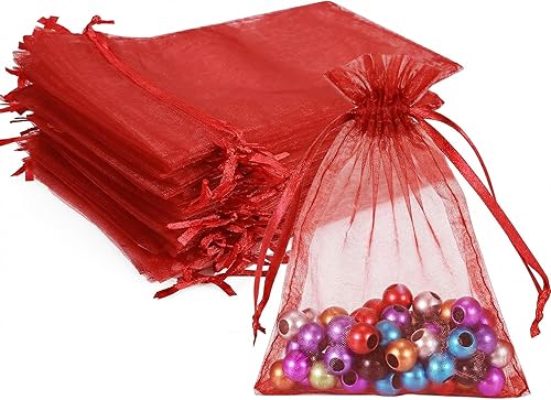 Miniatura 13 de Wudygirl 100 bolsas de organza gris transparente de 5 x 7 pulgadas con cordón transparente, bolsas de joyería para fiestas, bodas, vacaciones