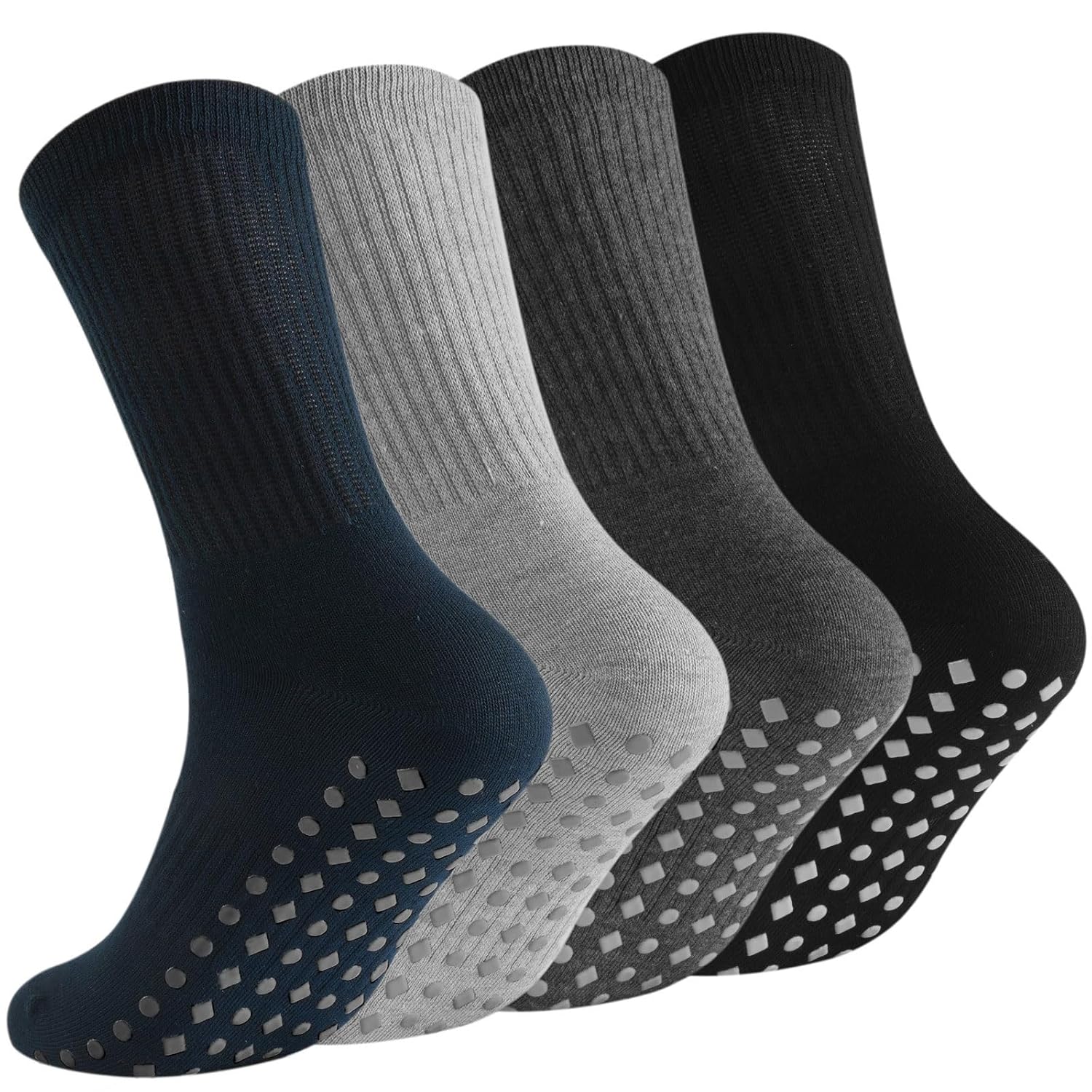 Non Slip Grip Socks for Men Women Crew Grippy Socks for Hospital Pilates Yoga Gifts for Seniors Elderly
