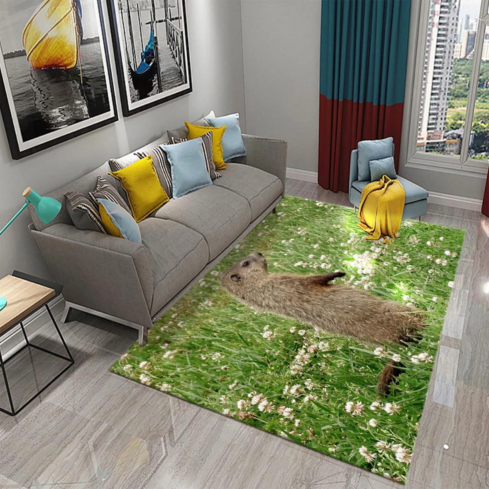 Tapis de restaurant imprimé 3D souris 100x200cm en polyester antidérapant
