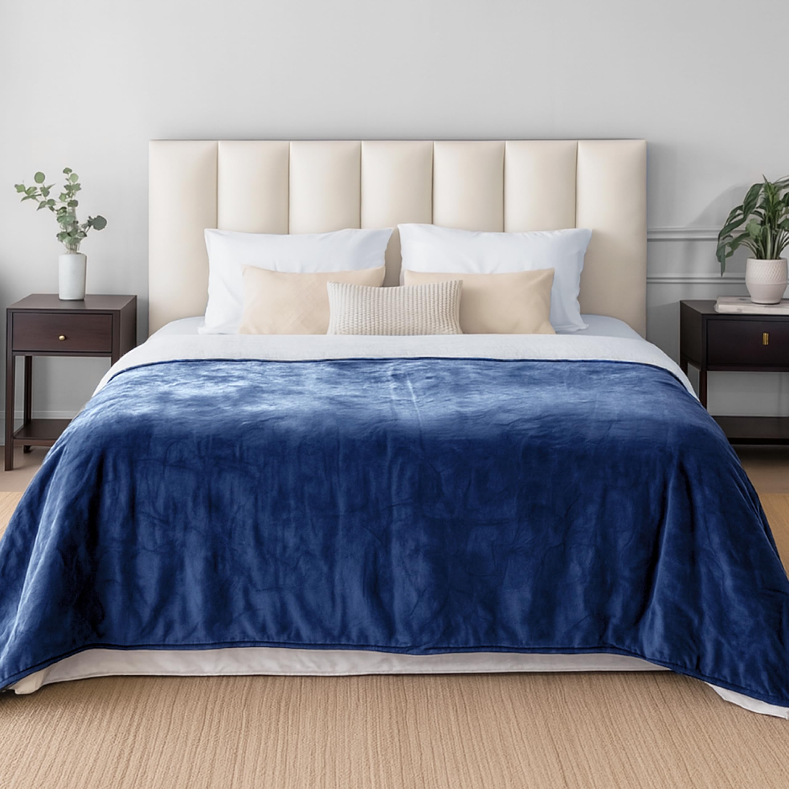 Dreamzie - Coperta impermeabile 152 x 203 cm - Coperta per cani Divano e letto - Coperta reversibile impermeabile in pile Sherpa - Lavabile - Blu navy