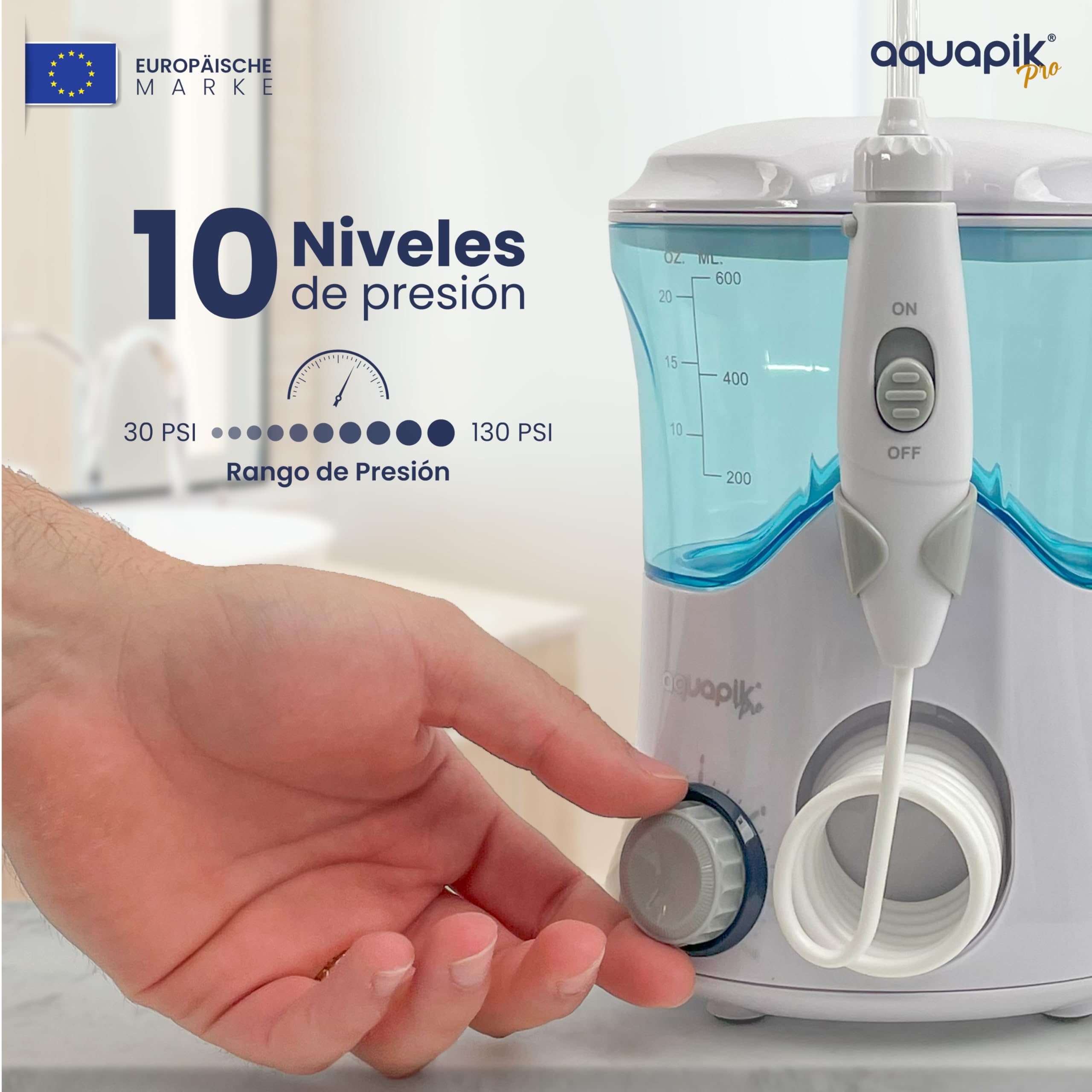 Compra Inteligente: Aquapik® Pro Irrigador dental Sobremesa + Aquapik® Mini en un Pack (Rosa - Blanco)