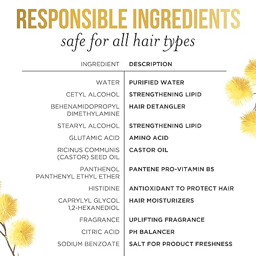 Miniatura 6 de Pantene Acondicionador sin sulfato, fortalecimiento del cabello, reparación de daños contra el encrespamiento con aceite de ricino, seguro