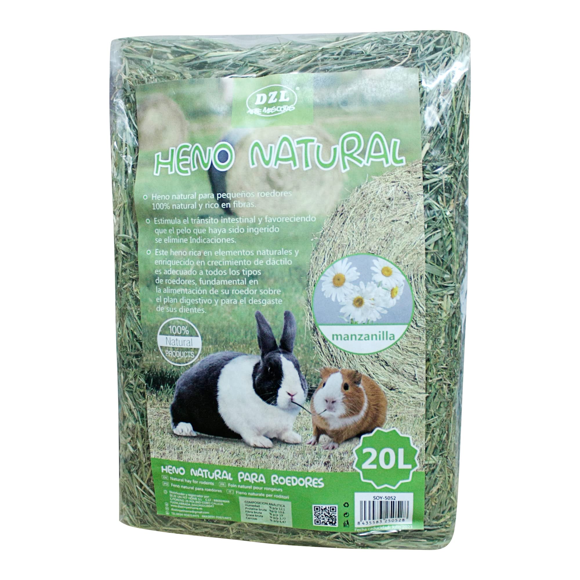 SMELL & SMILE 3X800G Heno Fresca para roedores Heno de Alta montaña para Hamster heno Natural para Mascotas pequeñas (MANZANILLA*3PC)