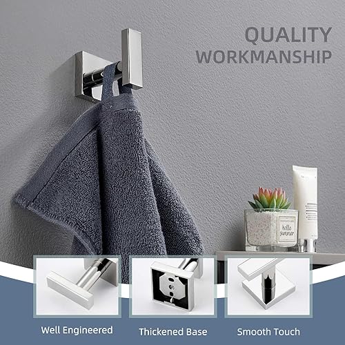 Miniatura 7 de Angle Simple Gancho para toallas de baño, gancho para bata de baño SUS 304, de acero inoxidable, soporte para toallas de mano, montado en la pared,