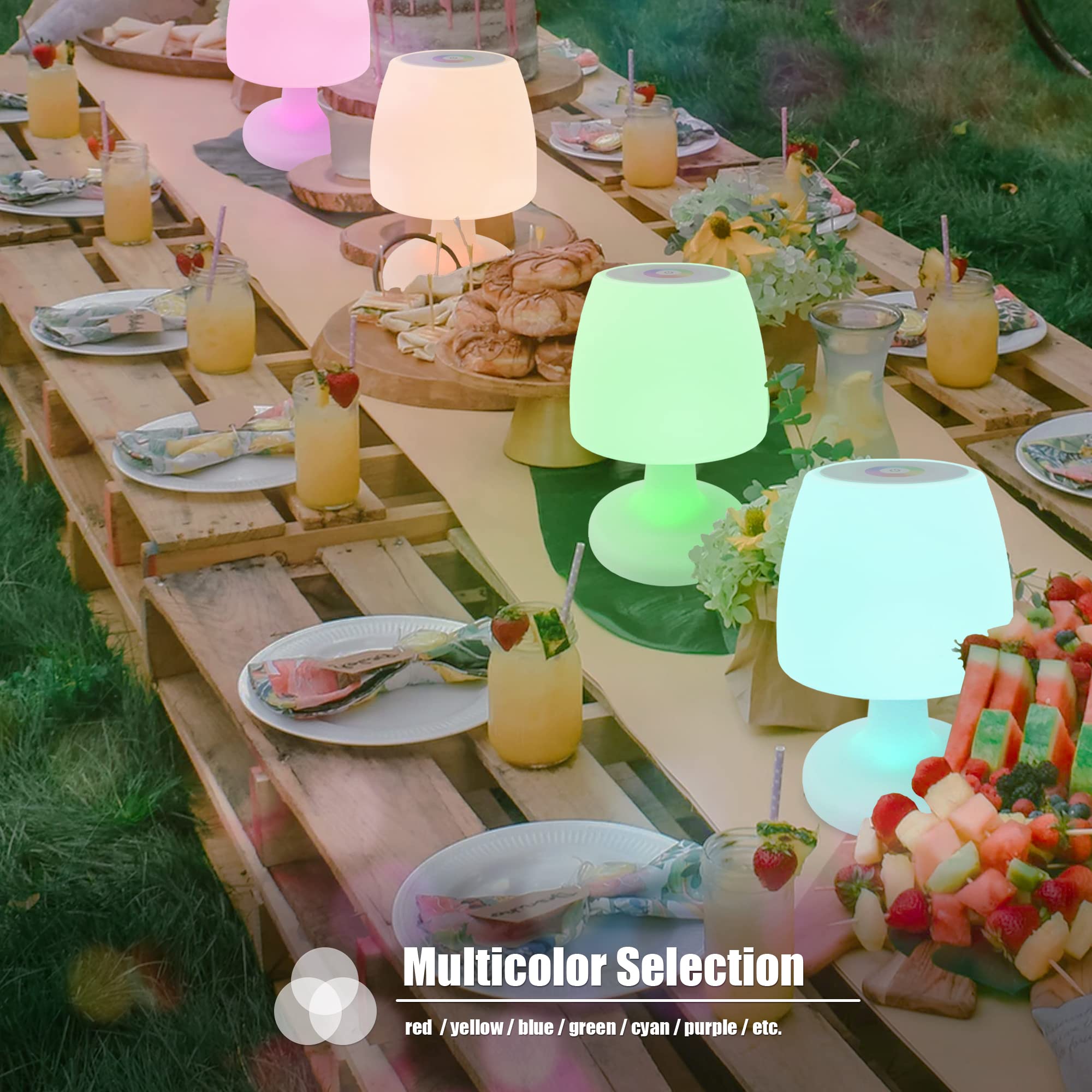 MALUX Lampada senza fili 8 colori Controllo Touch bianco latte, lampada ricaricabile esterni IP54 & interno, decorazione idealee per casa, Hotel Tavolo da pranzo e giardino